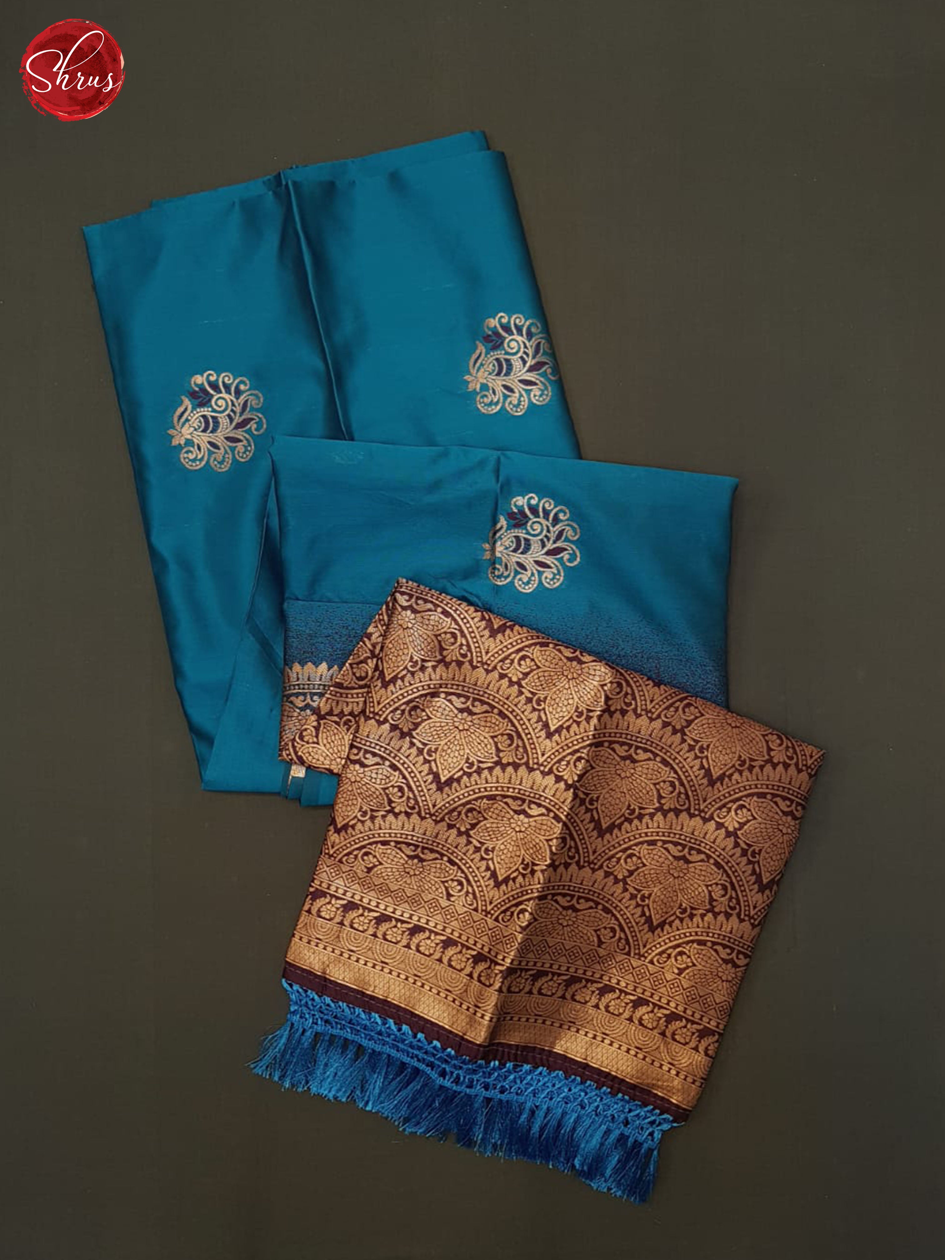 Blue and Wine - Semi Softsilk Saree - Shop on ShrusEternity.com