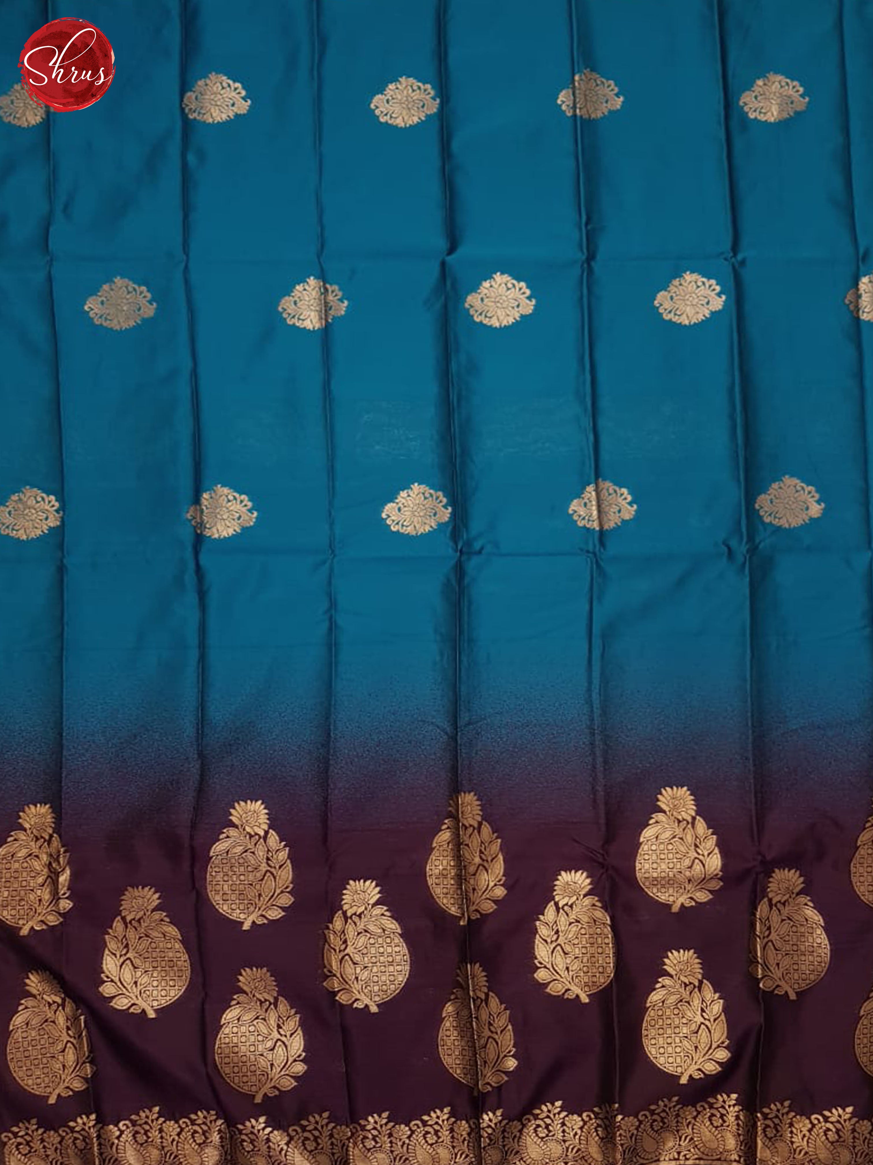 Blue and Wine - Semi Softsilk Saree - Shop on ShrusEternity.com