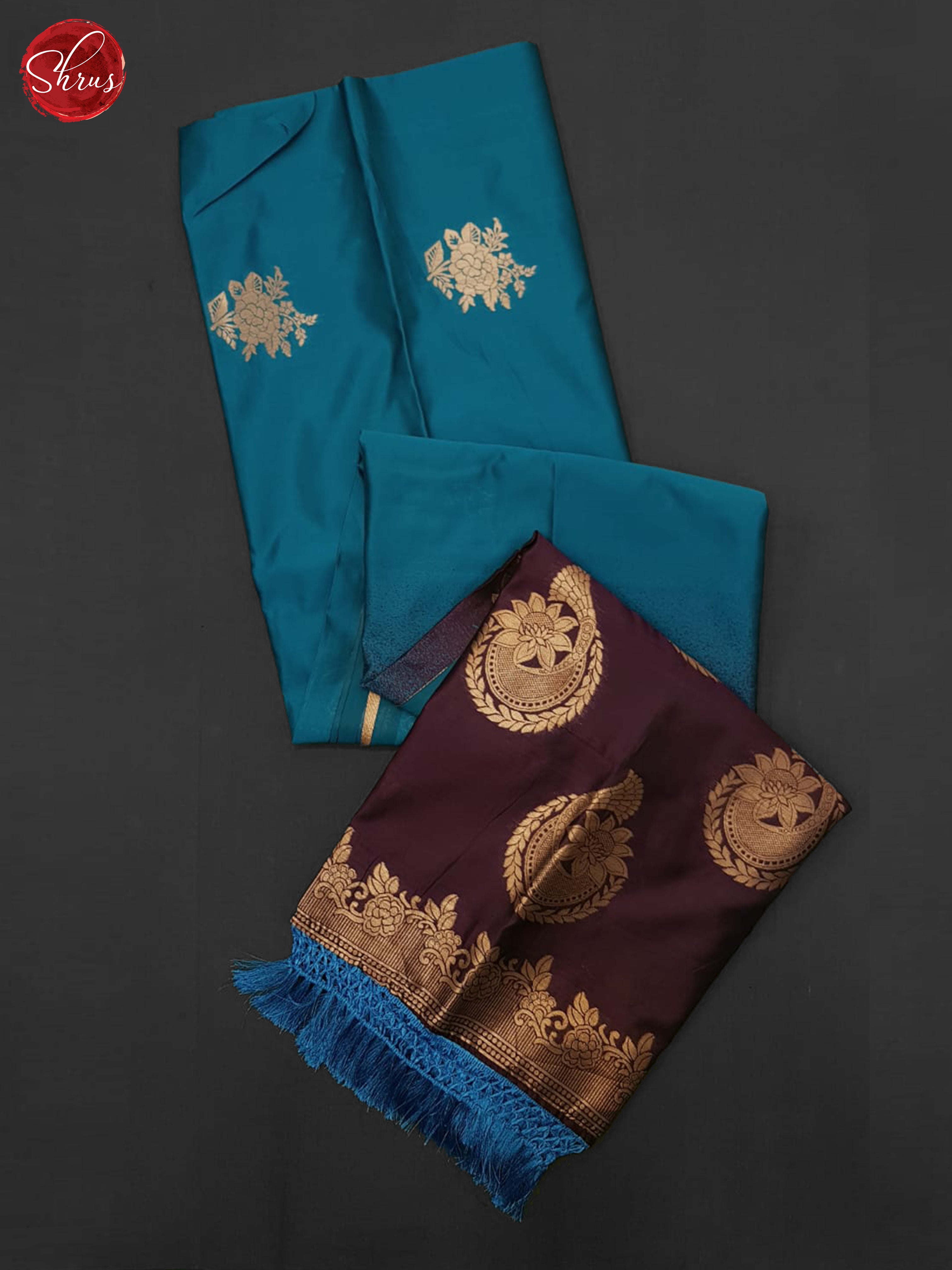 Blue & Wine - Semi Softsilk Saree - Shop on ShrusEternity.com