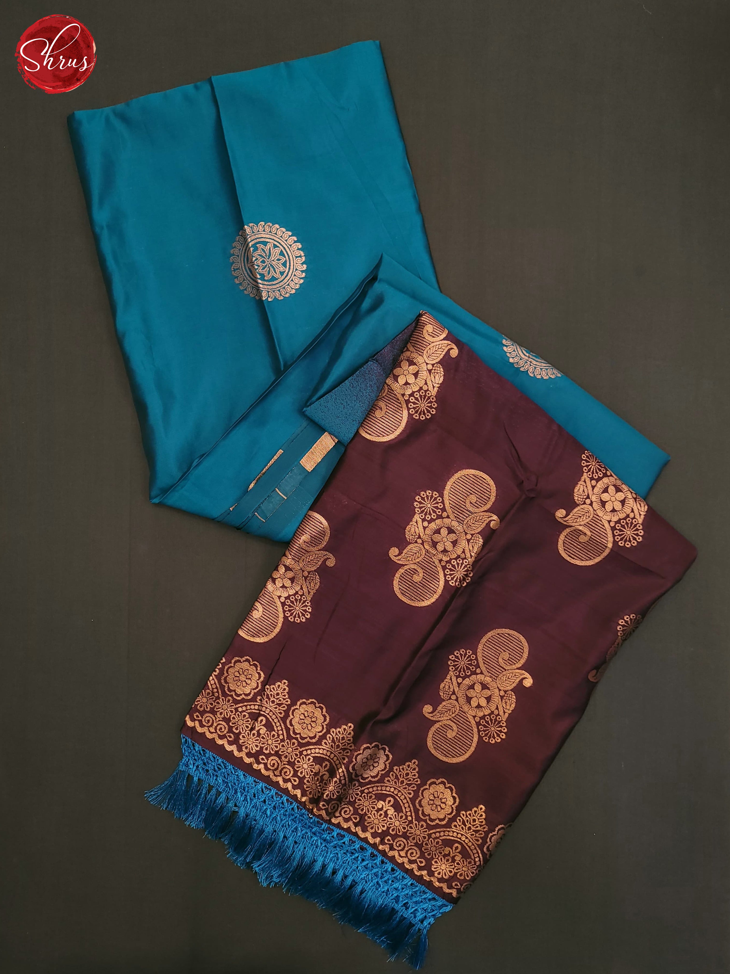 Blue & Wine - Semi Softsilk Saree - Shop on ShrusEternity.com