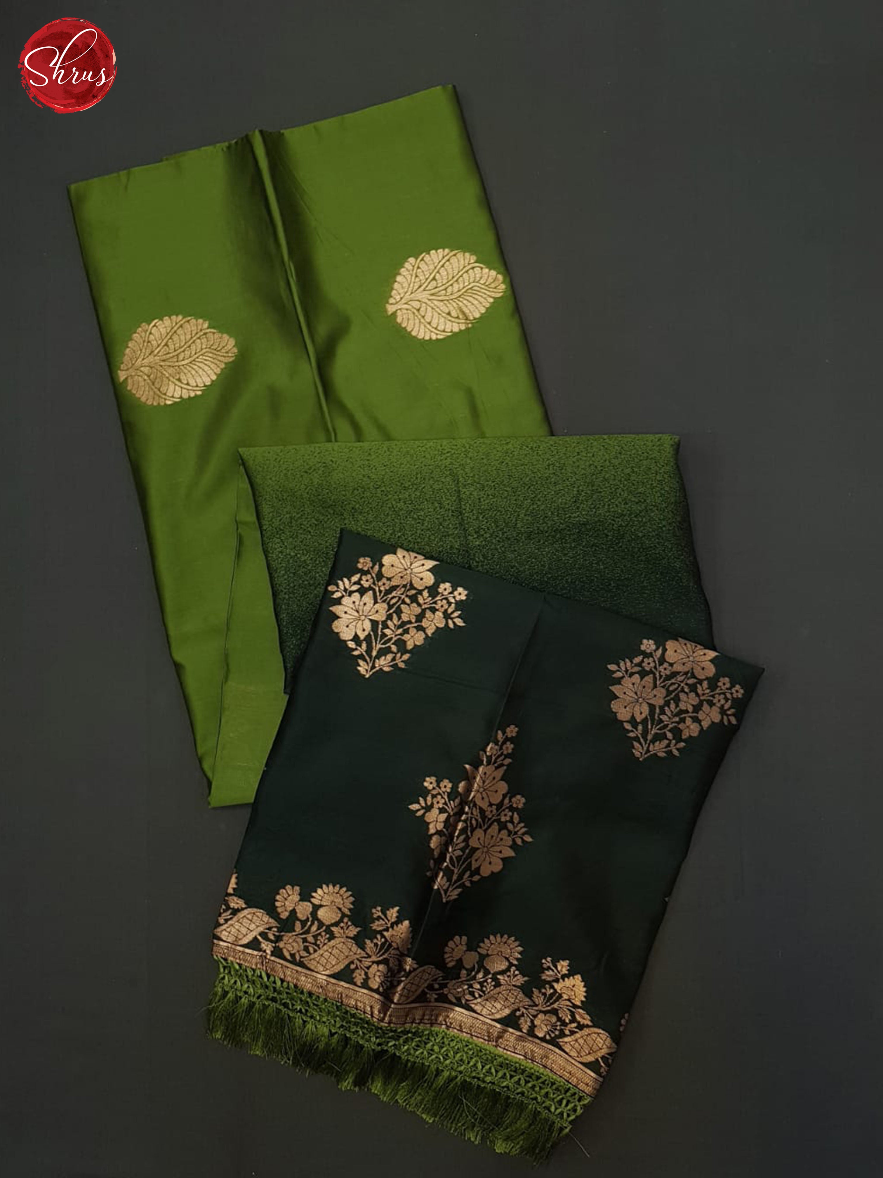 Light and dark Green- Semi soft silk saree - Shop on ShrusEternity.com