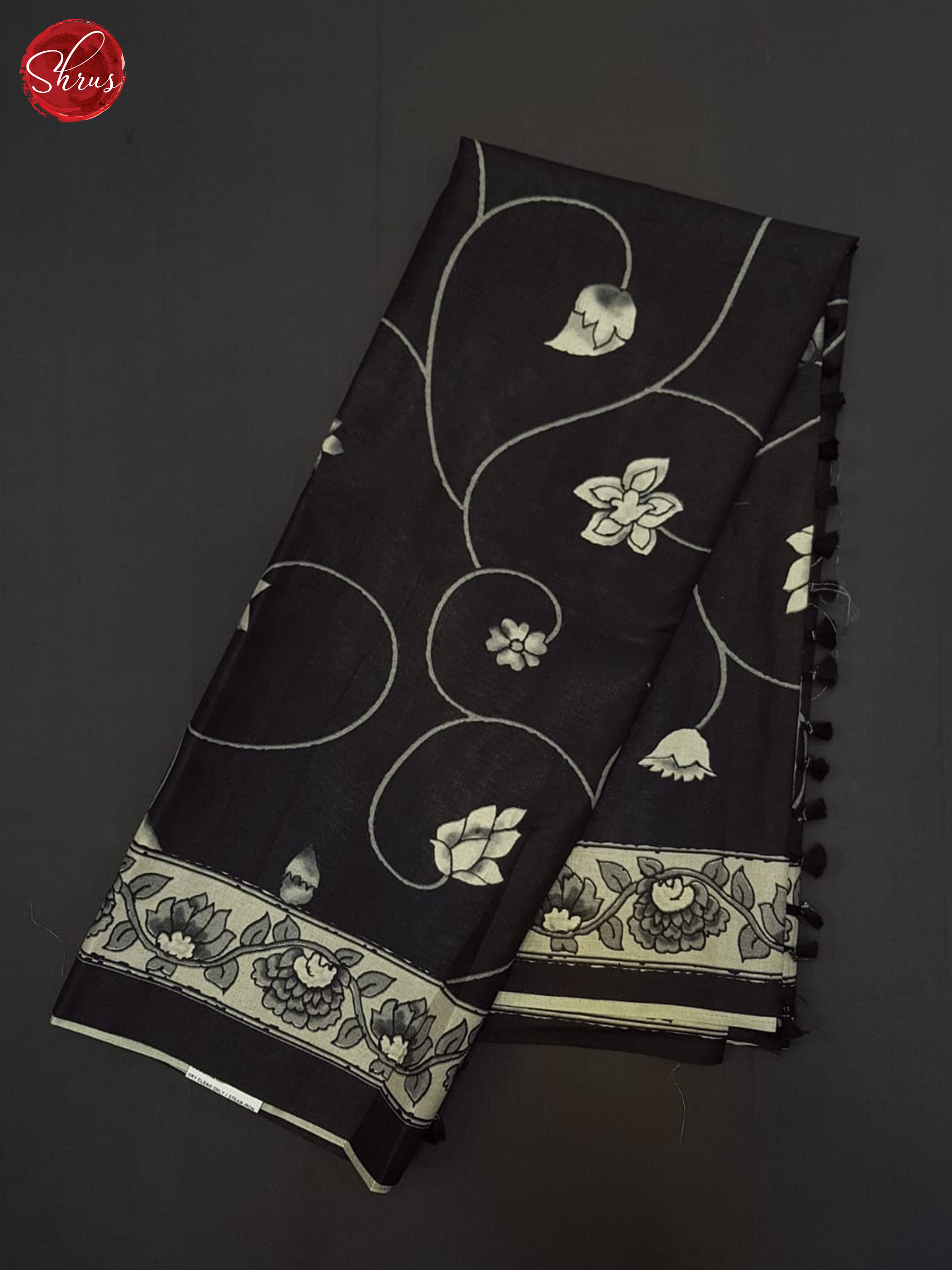 Black(Single Tone)- Semi Tussar Saree - Shop on ShrusEternity.com