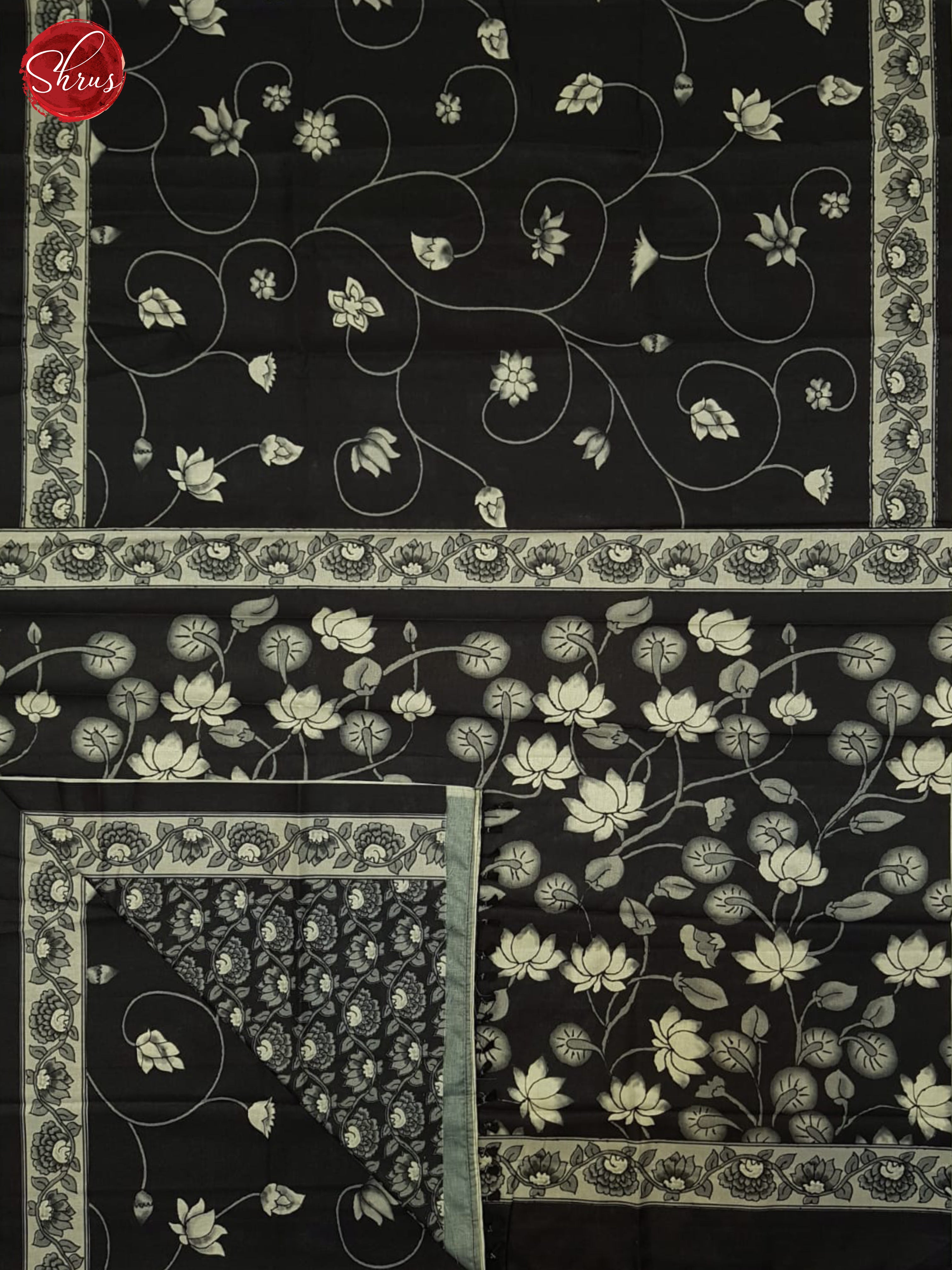 Black(Single Tone)- Semi Tussar Saree - Shop on ShrusEternity.com