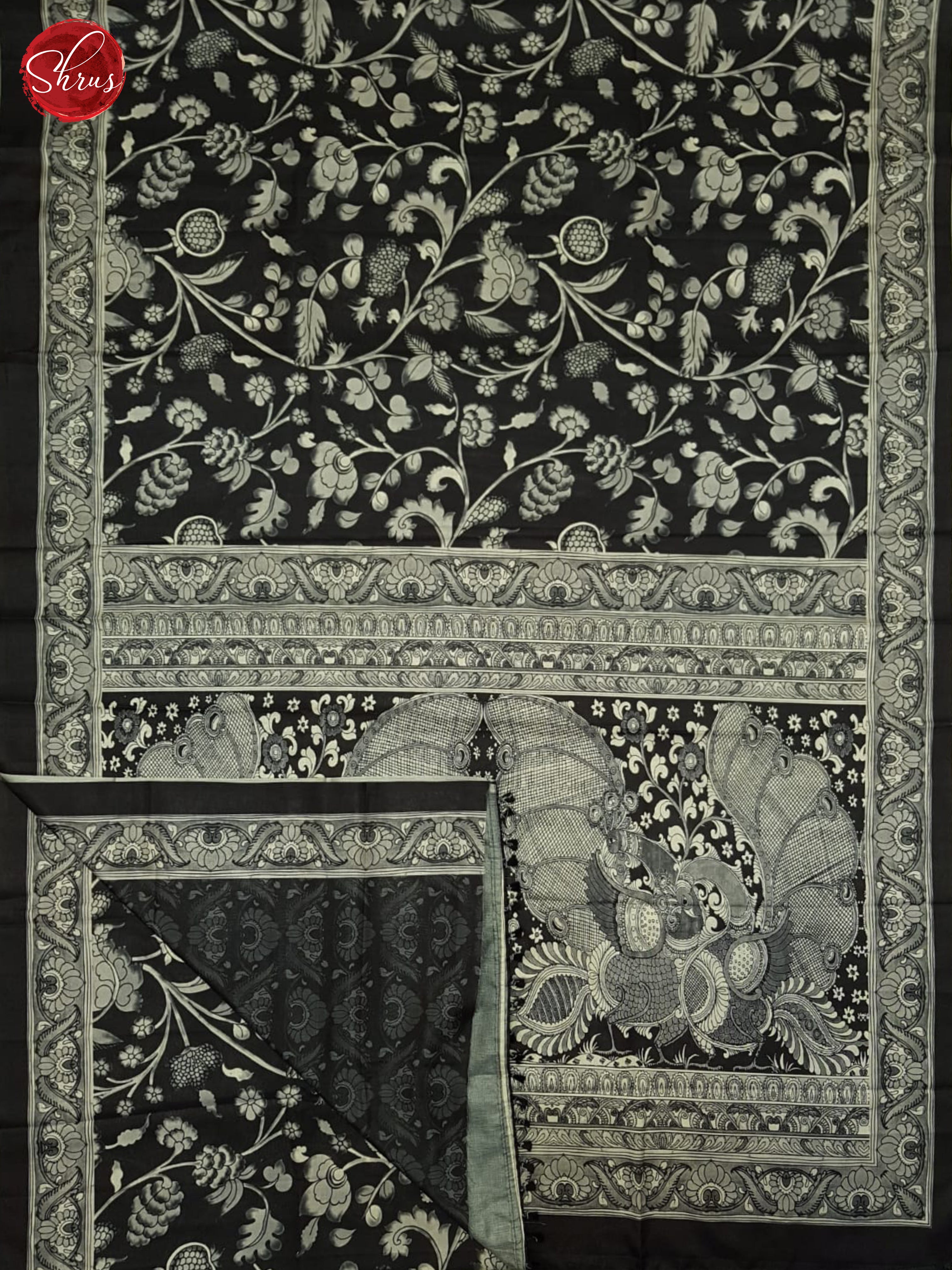 Black(Single tone) - Semi Tussar Saree - Shop on ShrusEternity.com