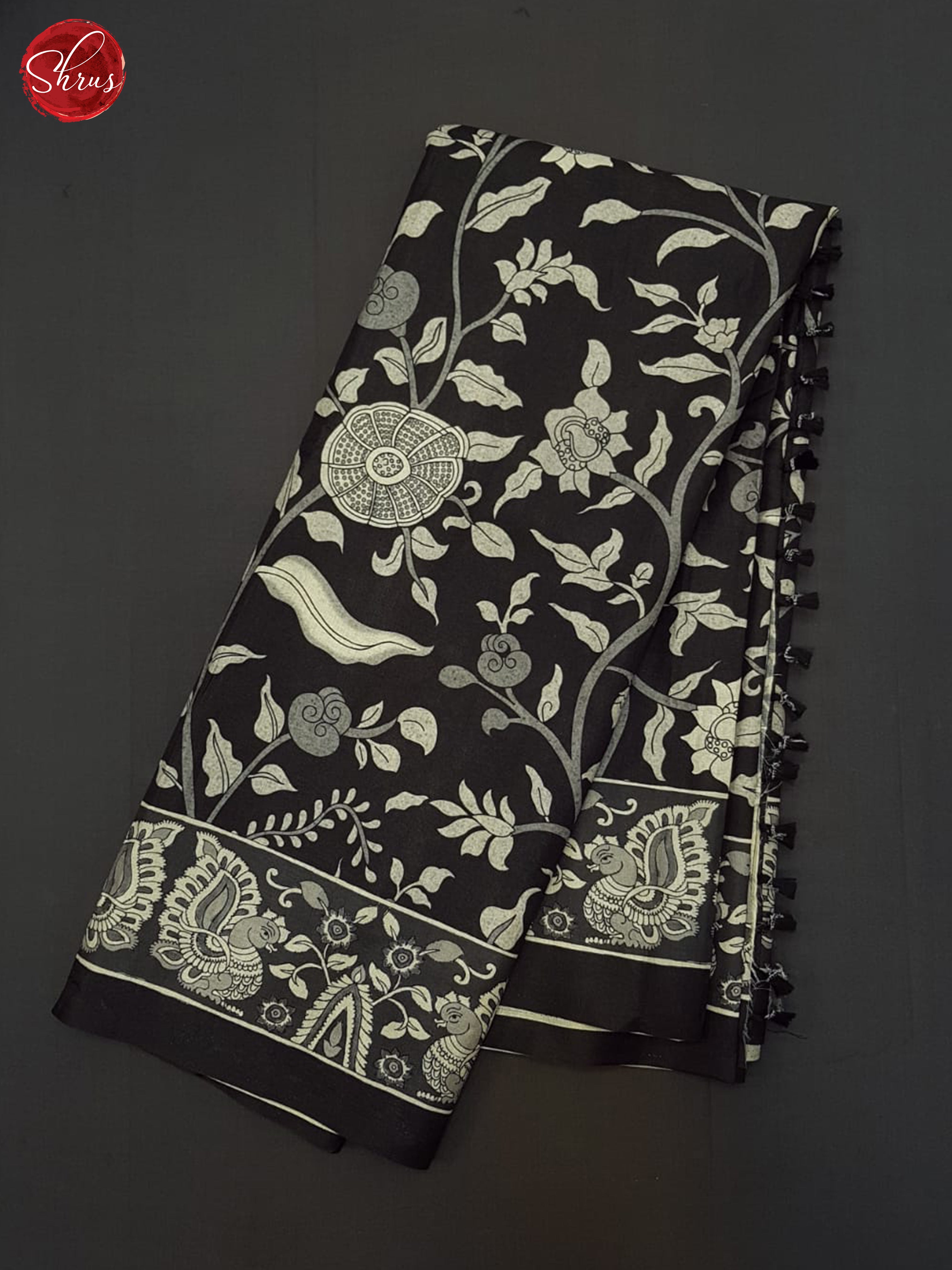 Black(Single Tone) - Semi Tussar Saree - Shop on ShrusEternity.com