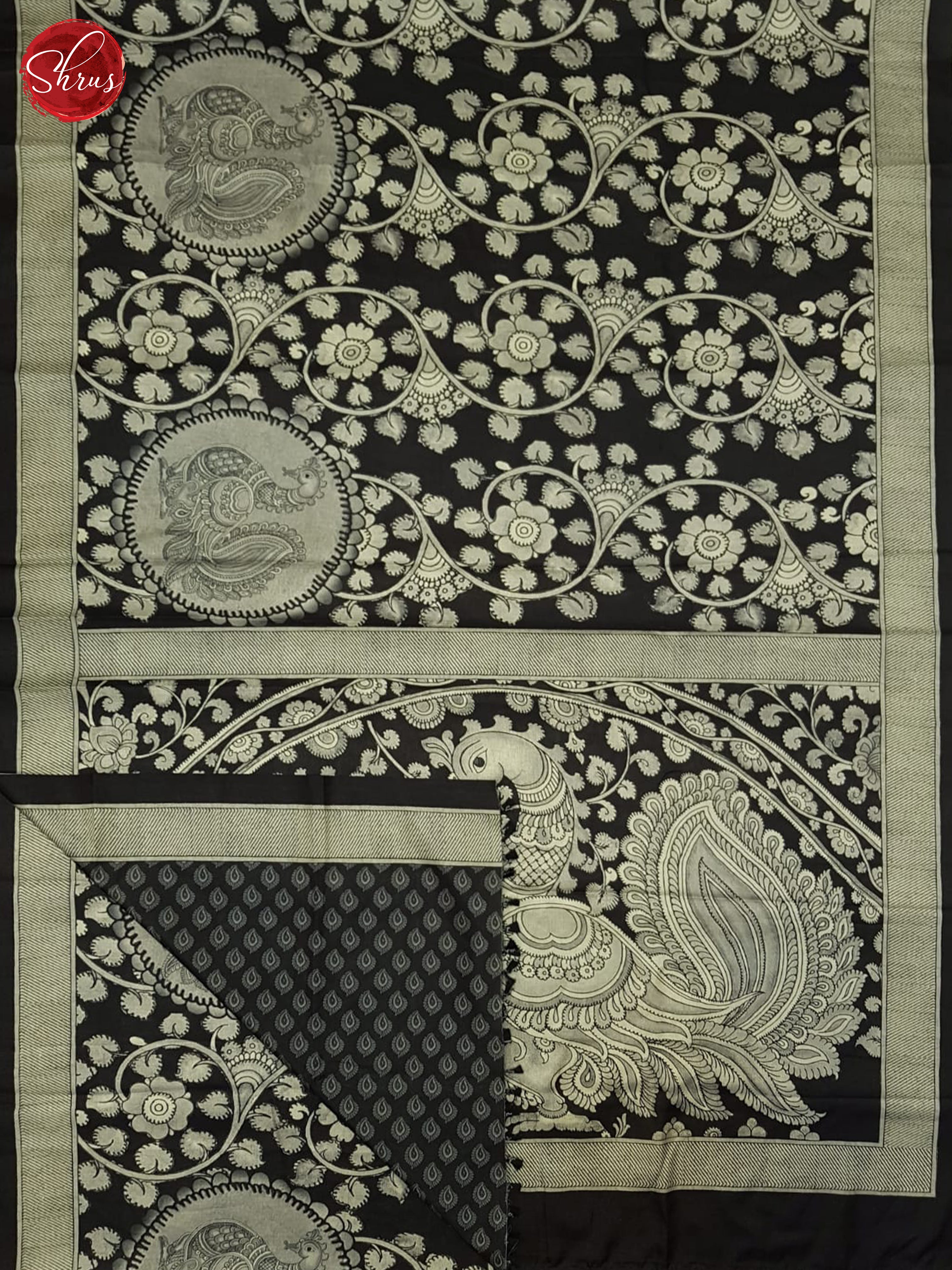 Black(Single Tone) - Semi Tussar Saree - Shop on ShrusEternity.com