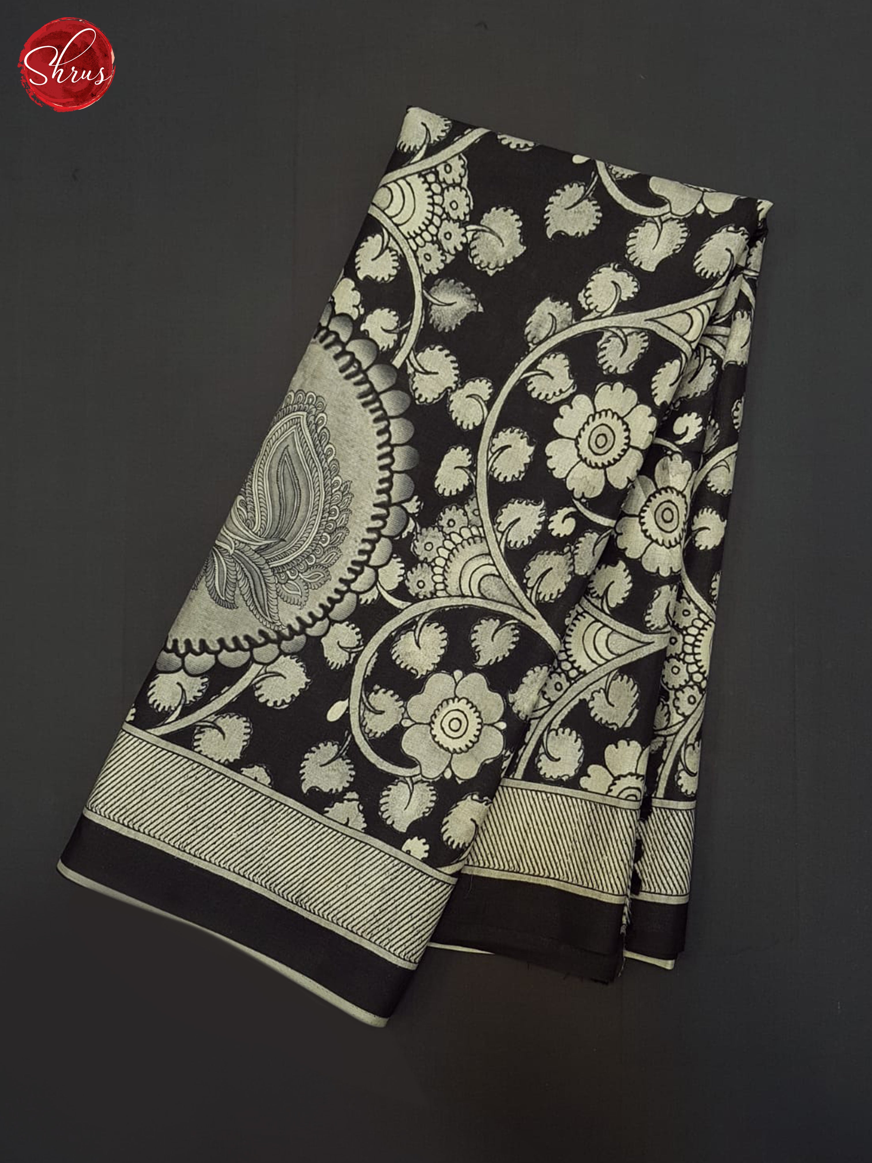 Black(Single Tone) - Semi Tussar Saree - Shop on ShrusEternity.com