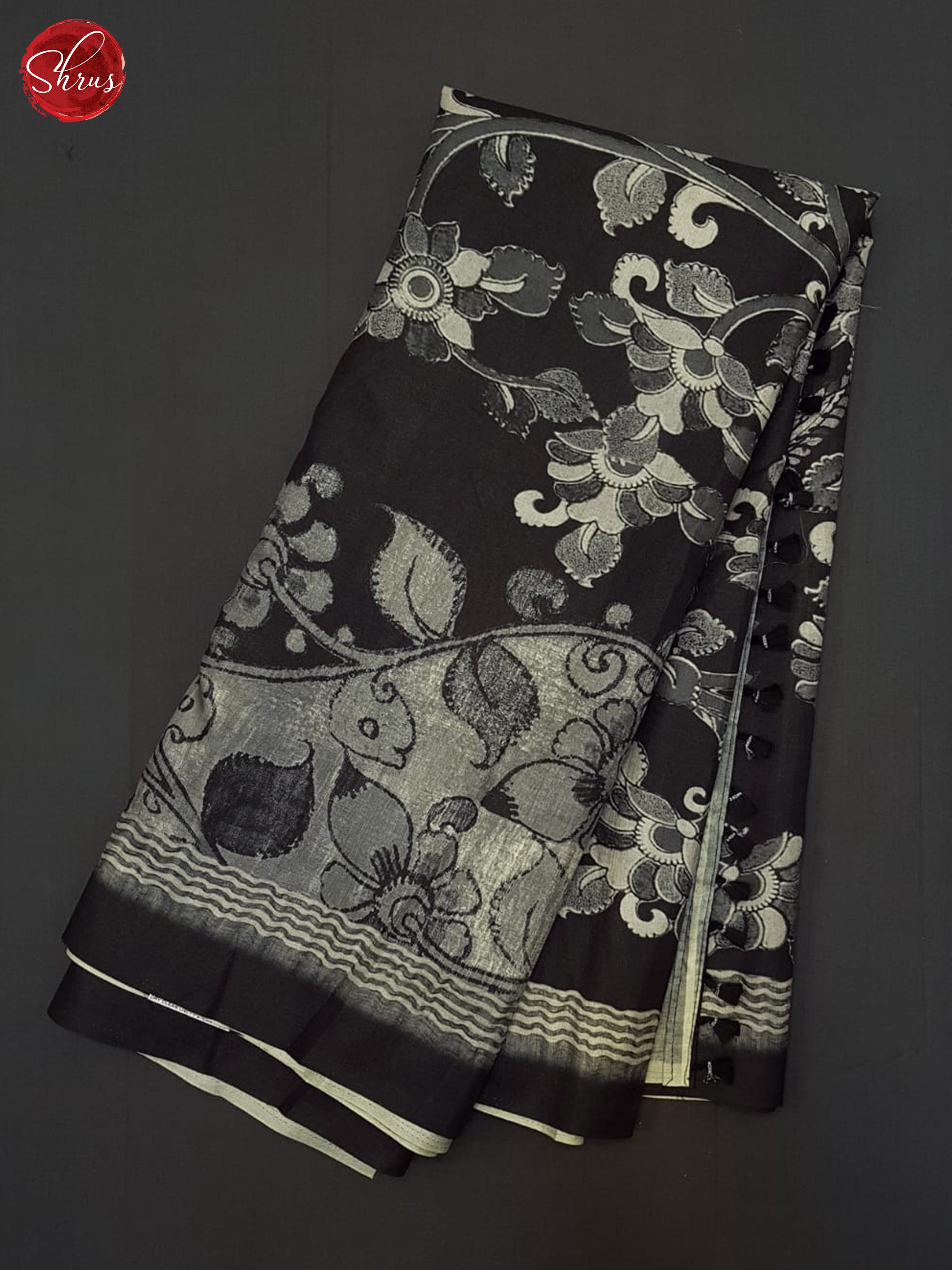 Black (SIngle tone)- Semi Tussar Saree - Shop on ShrusEternity.com