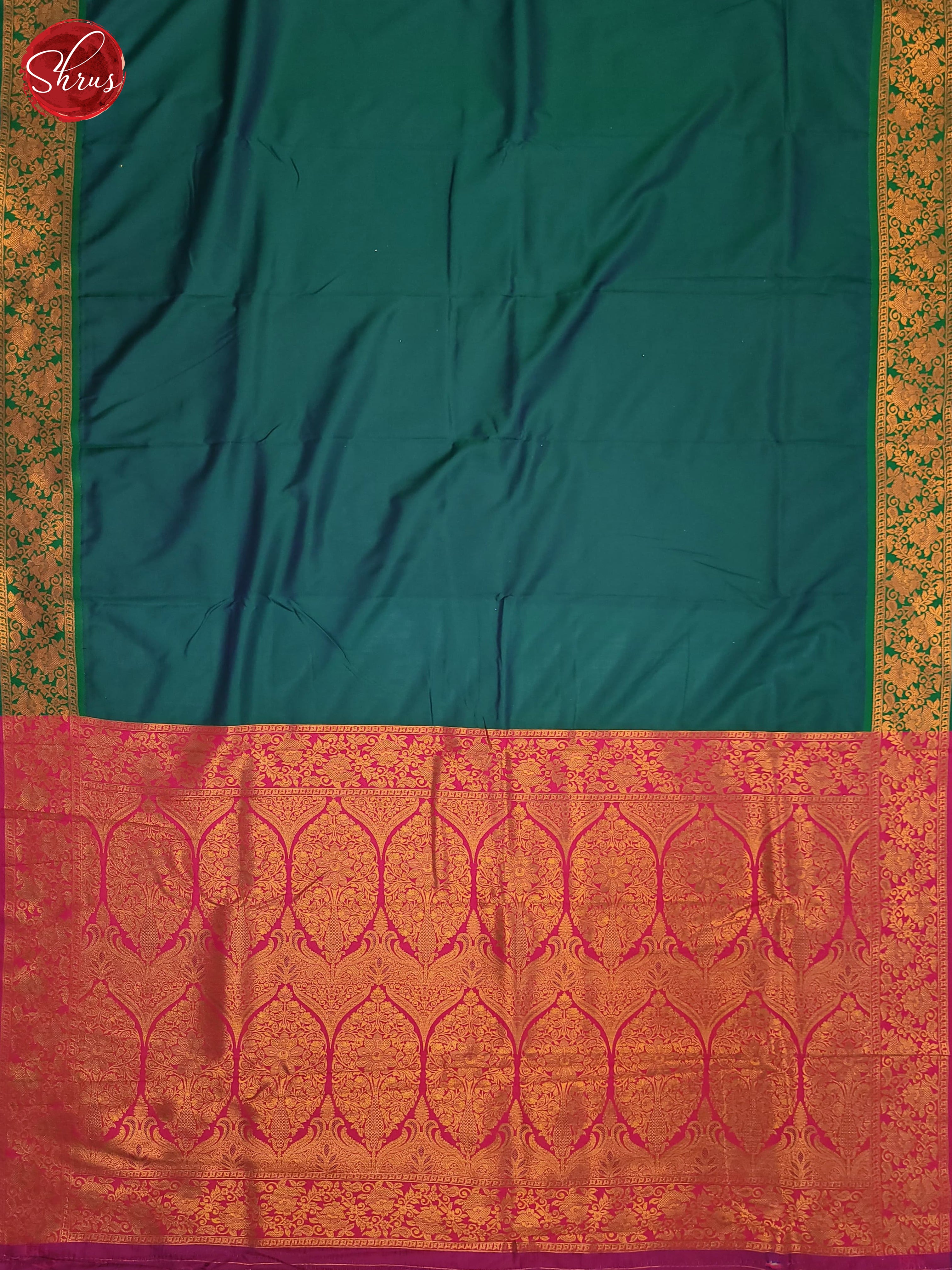 Peacock Green & Pink - Semi Kanchipuram Saree - Shop on ShrusEternity.com