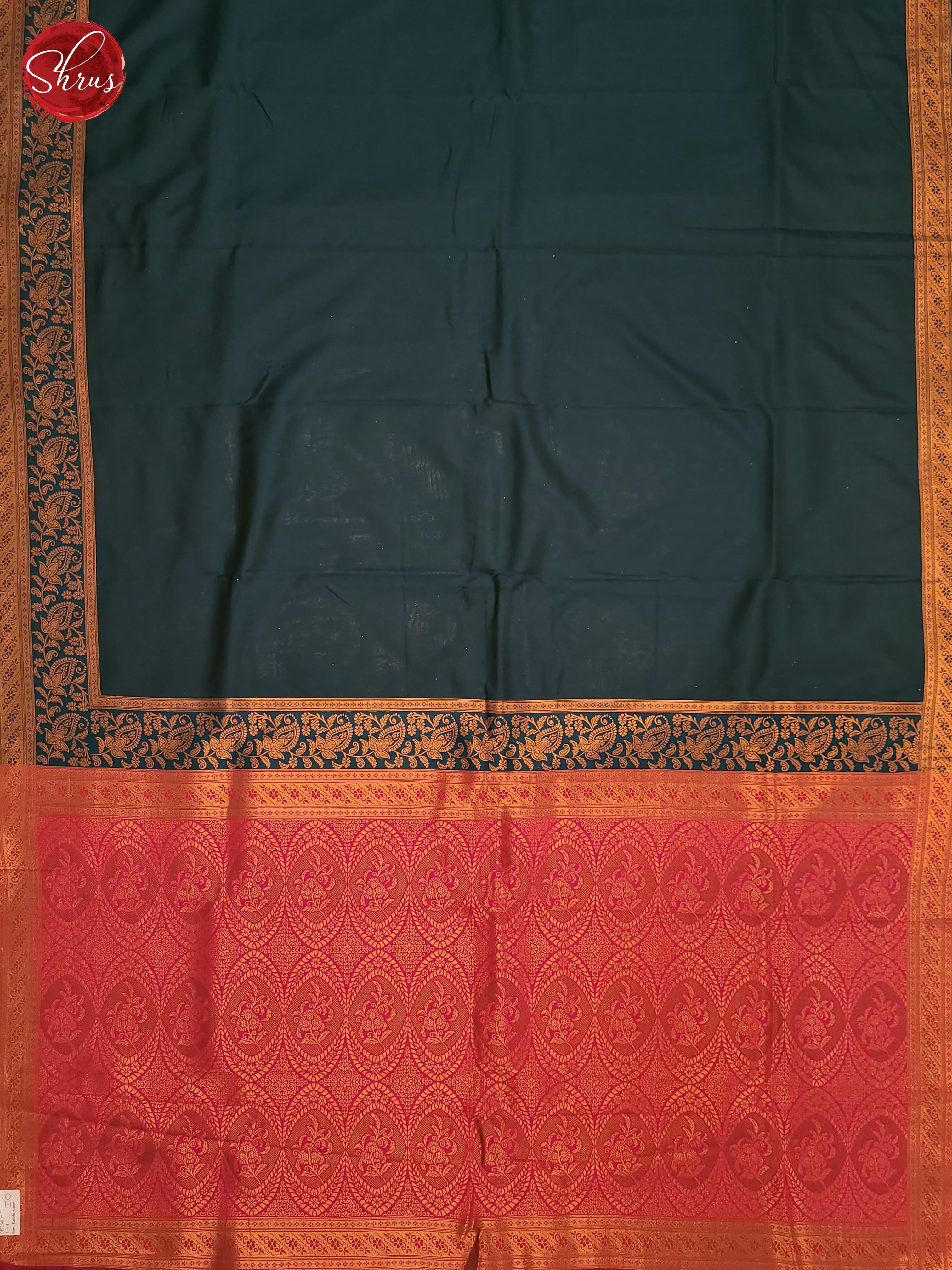 Peacock Green & Pink- Semi Kanchipuram Saree - Shop on ShrusEternity.com