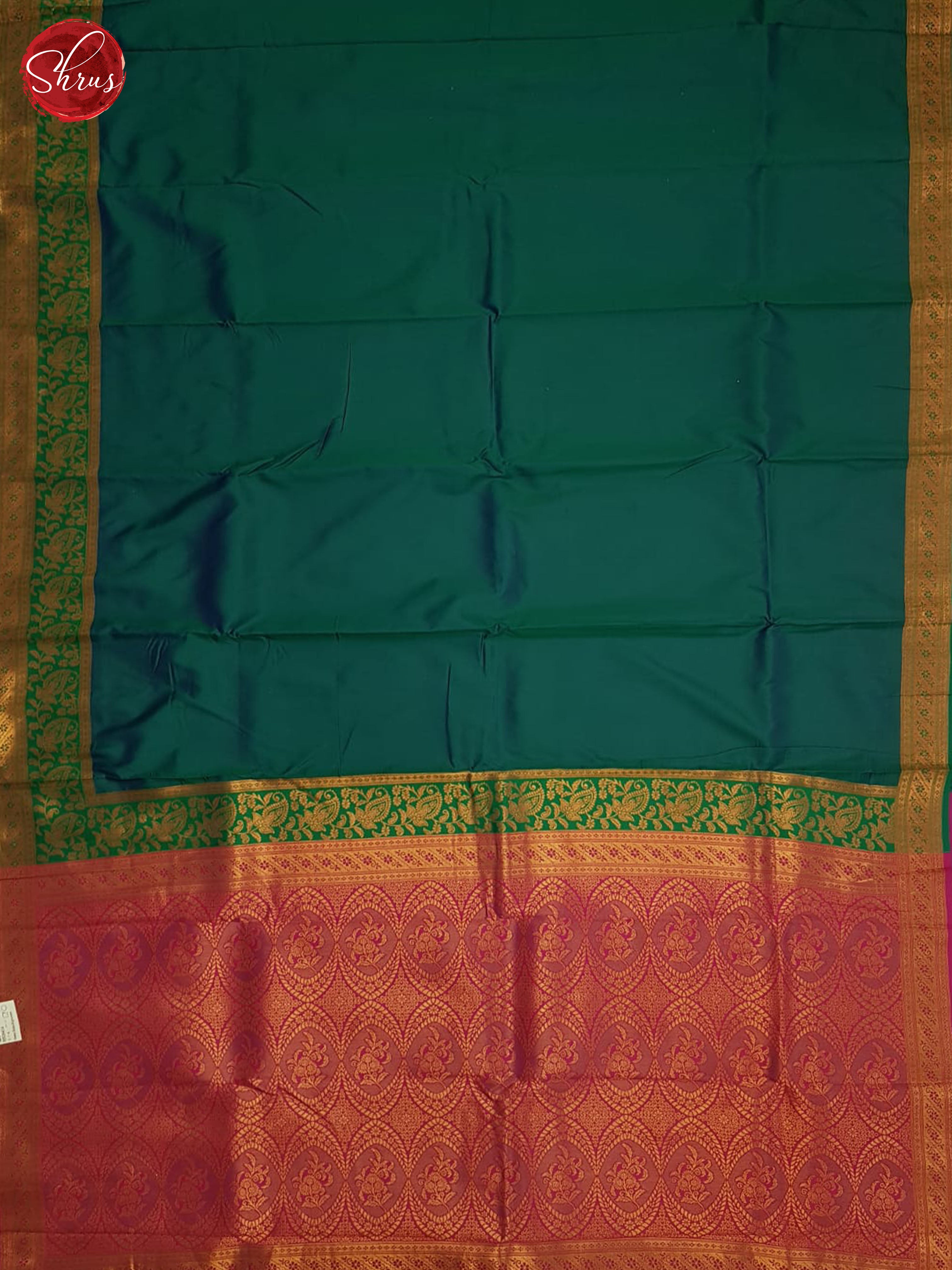 Green And Pink-Semi kanchipuram Saree - Shop on ShrusEternity.com