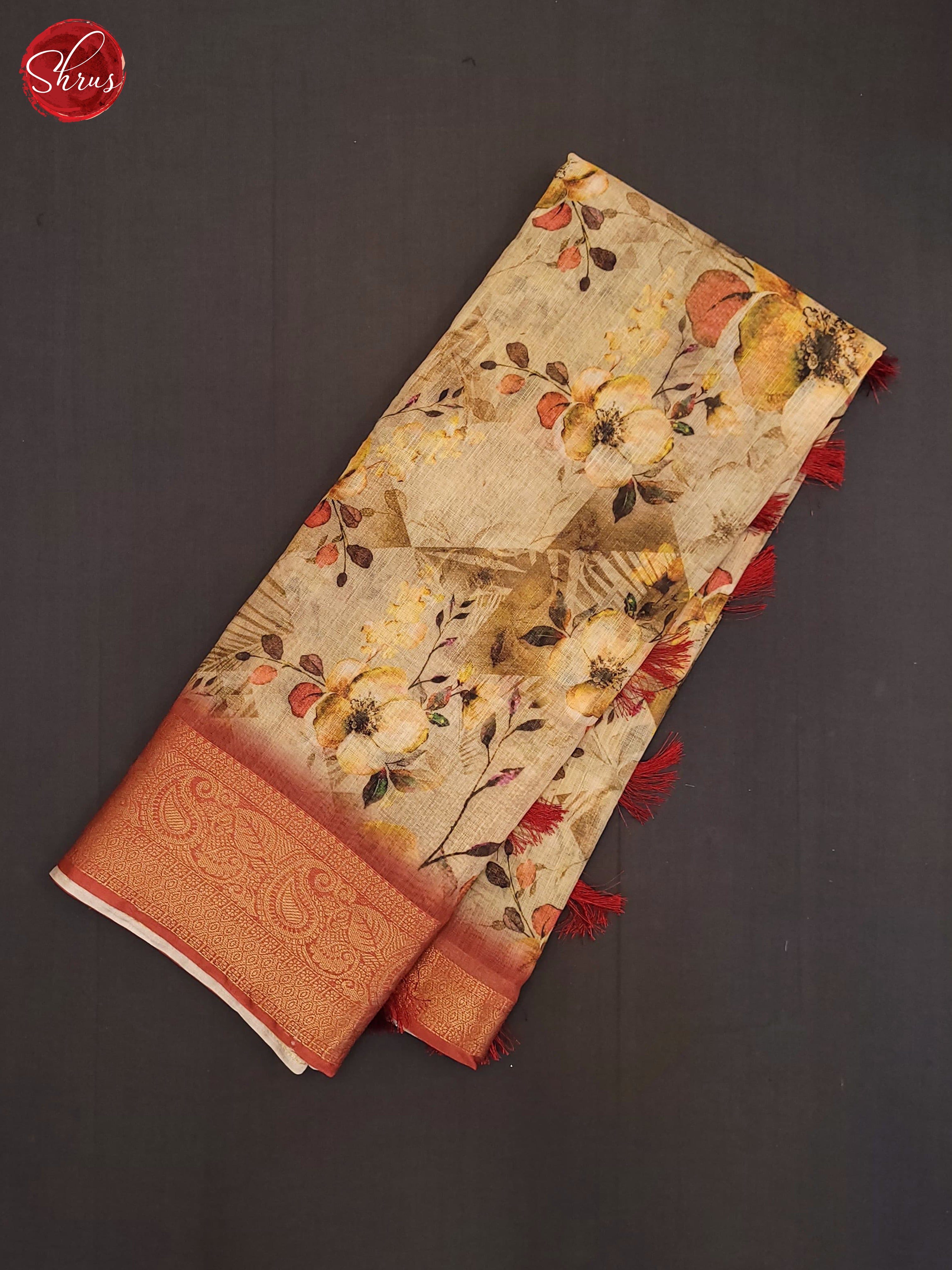 Beige & Brown - Art Linen Saree - Shop on ShrusEternity.com