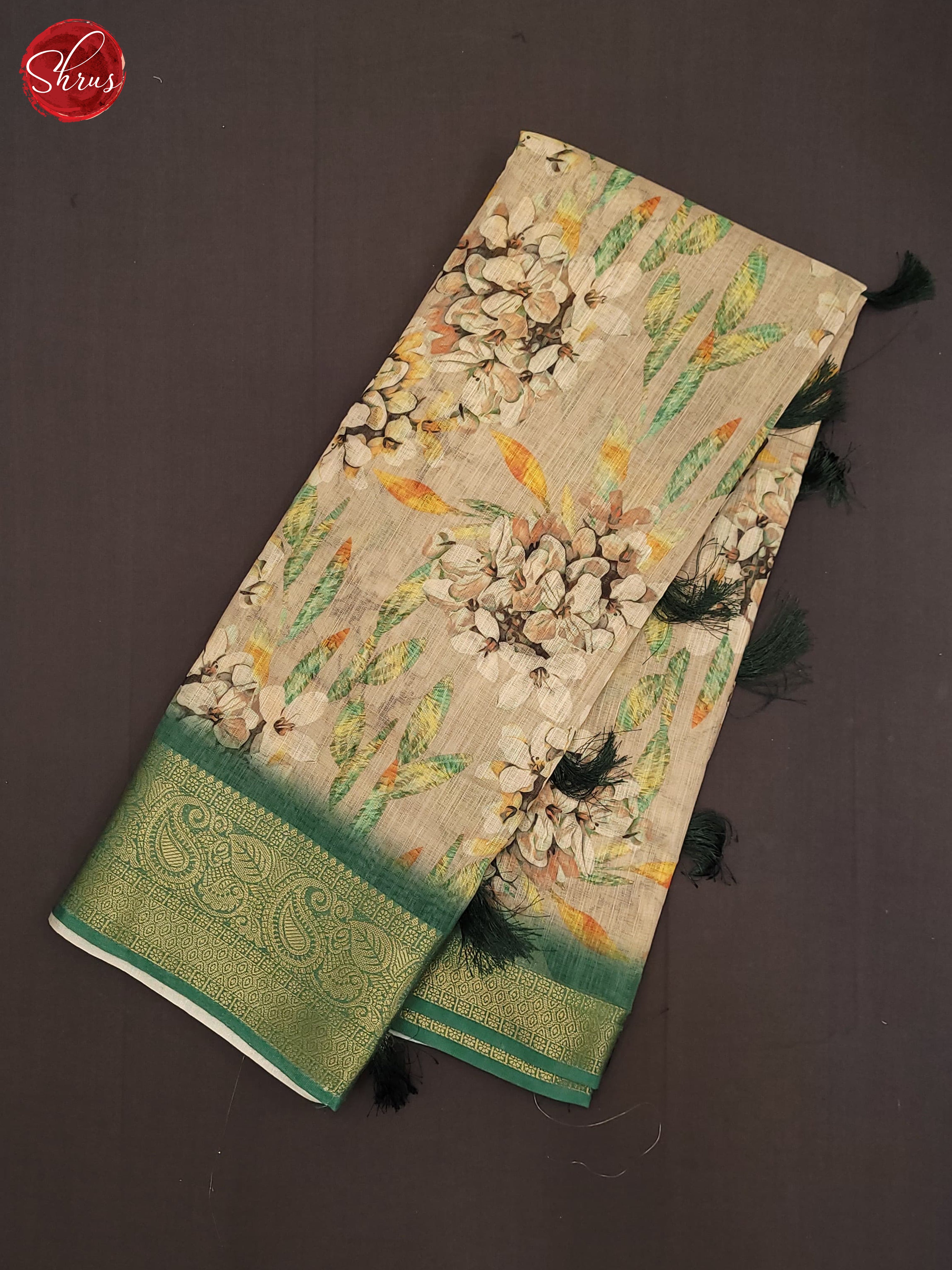 Grey & Green - Art Linen Saree - Shop on ShrusEternity.com