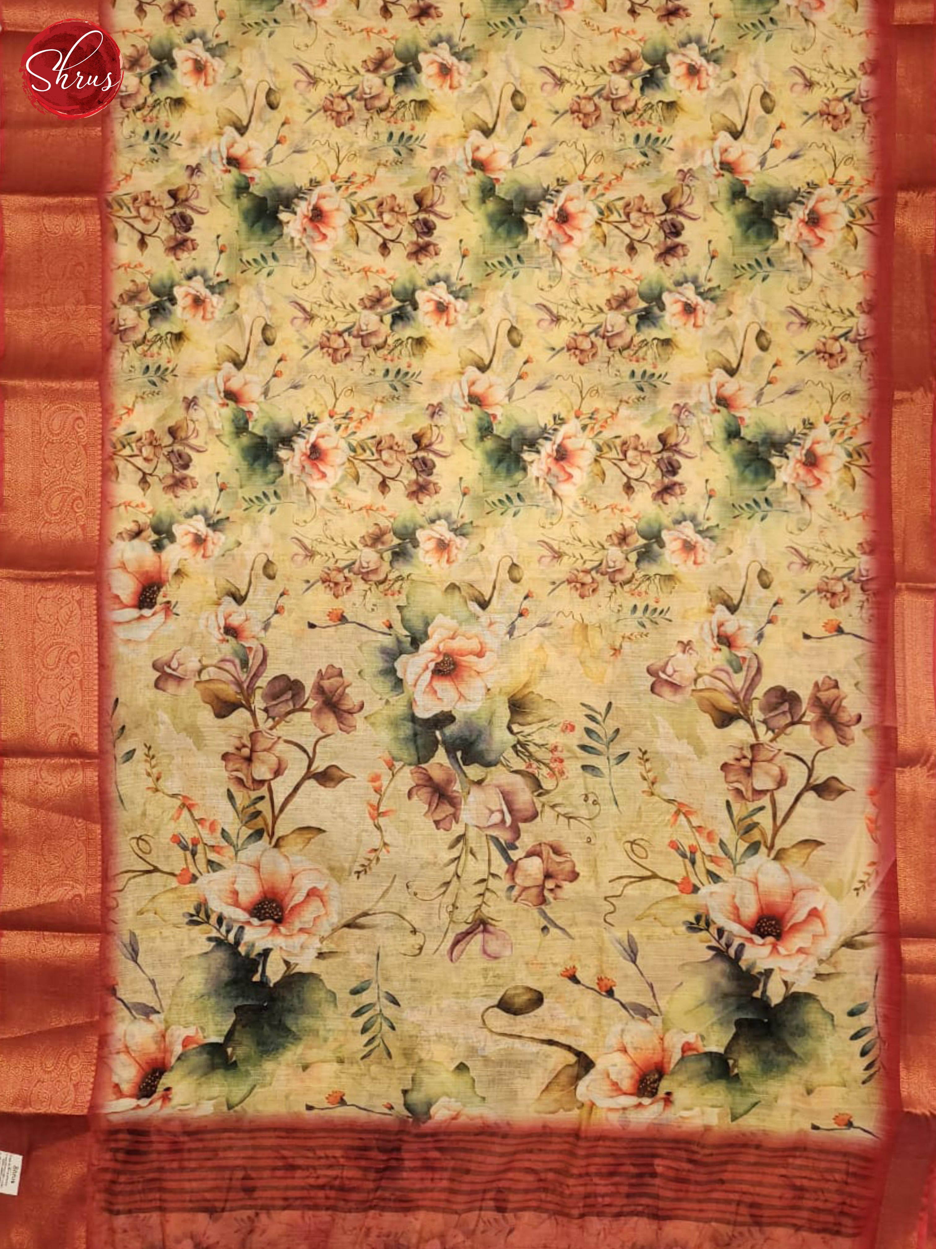 Yellow & Pink - Art Linen Saree - Shop on ShrusEternity.com