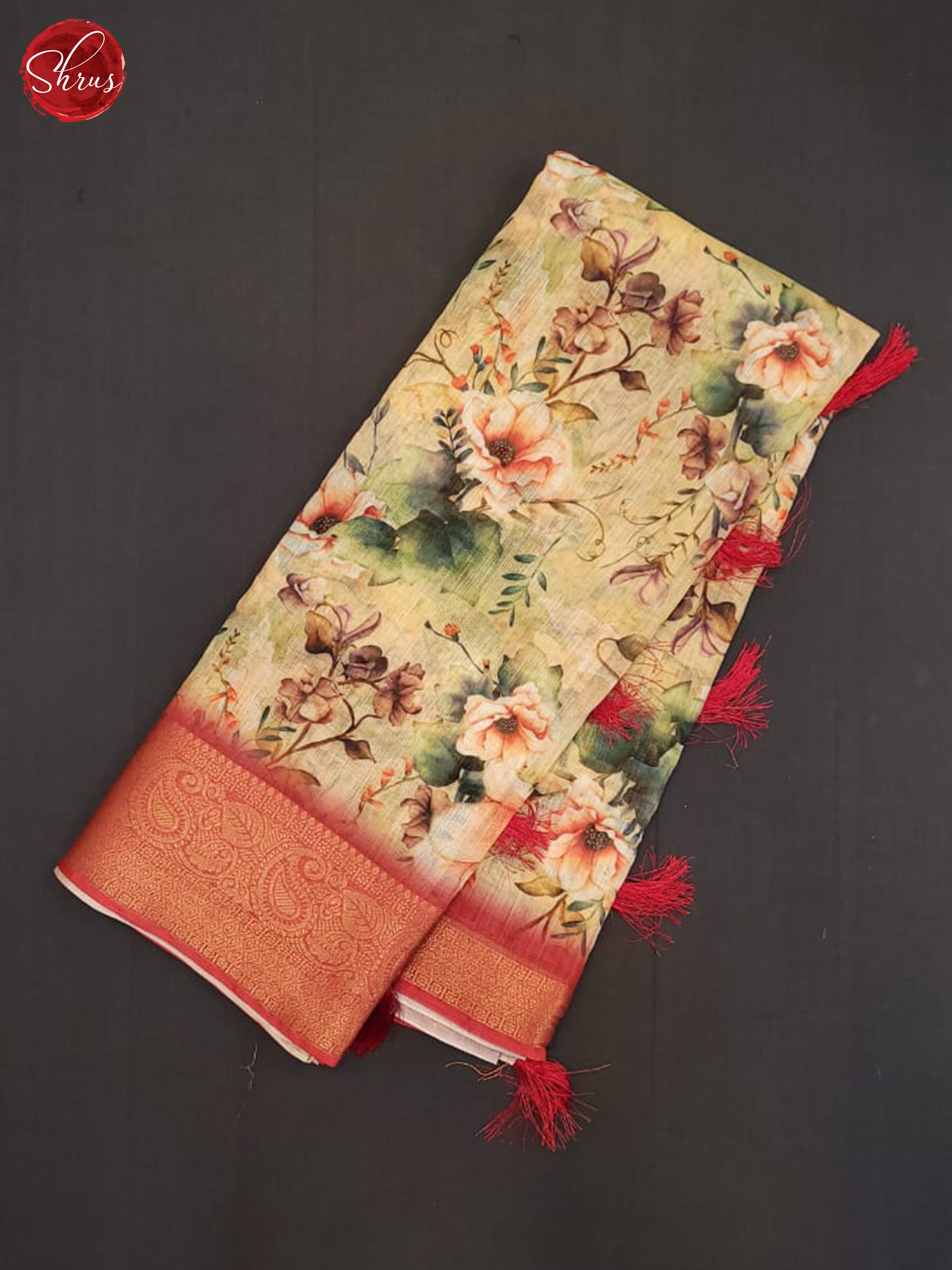 Yellow & Pink - Art Linen Saree - Shop on ShrusEternity.com