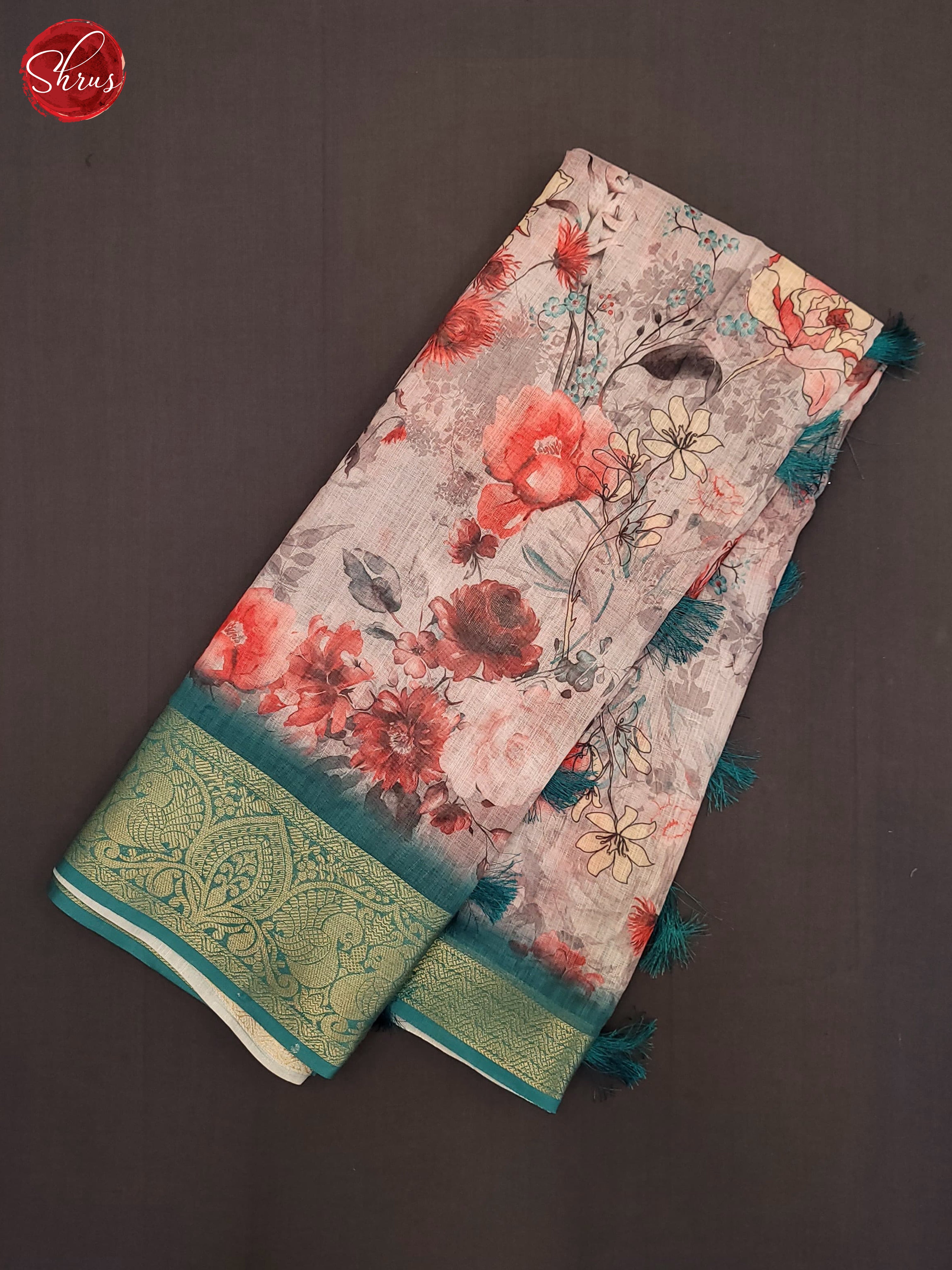 Grey & Green - Art Linen Saree - Shop on ShrusEternity.com