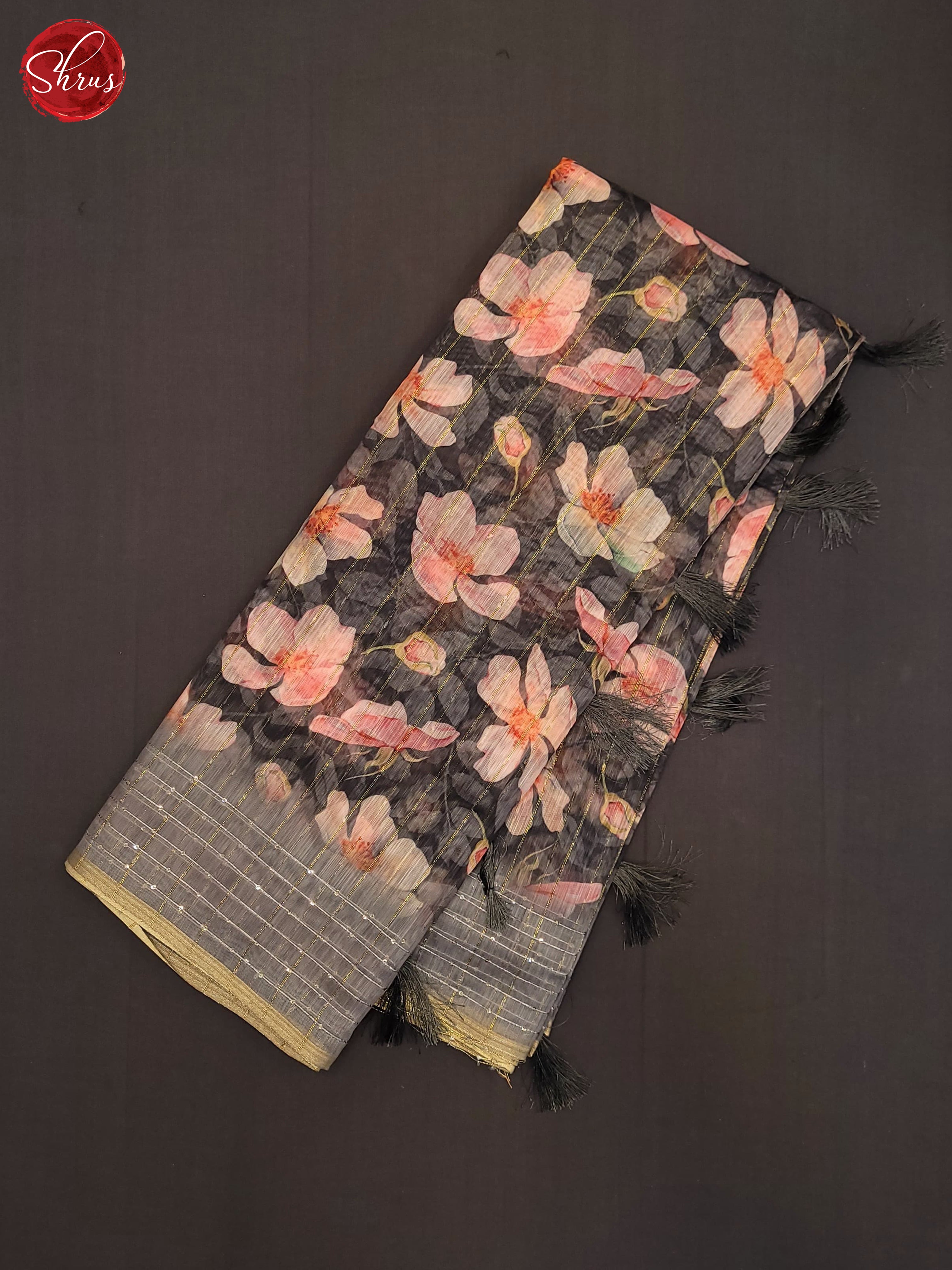 Grey(Single Tone)- Semi Jute Saree - Shop on ShrusEternity.com