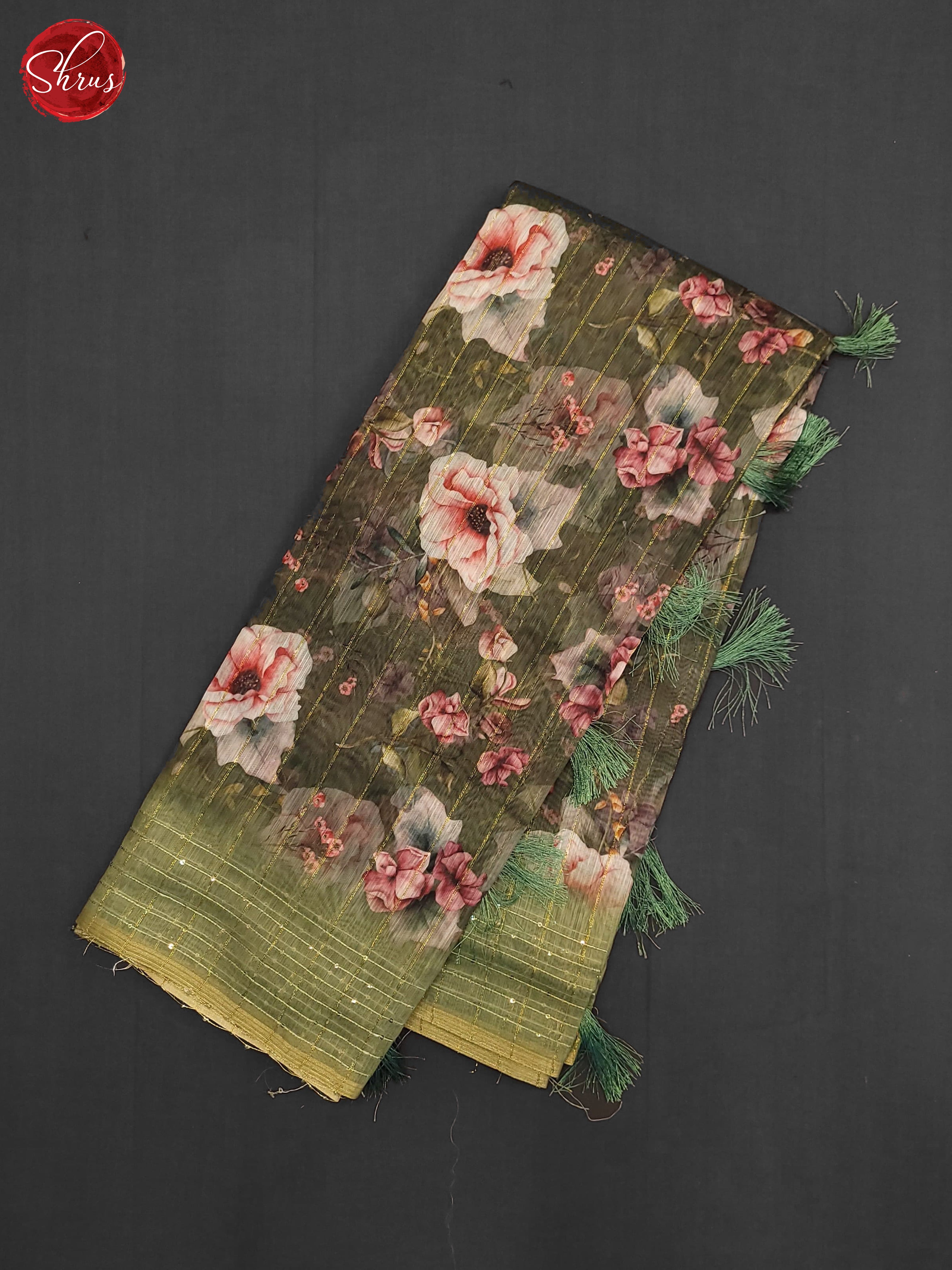 Green(Single Tone)- Semi Jute Saree - Shop on ShrusEternity.com