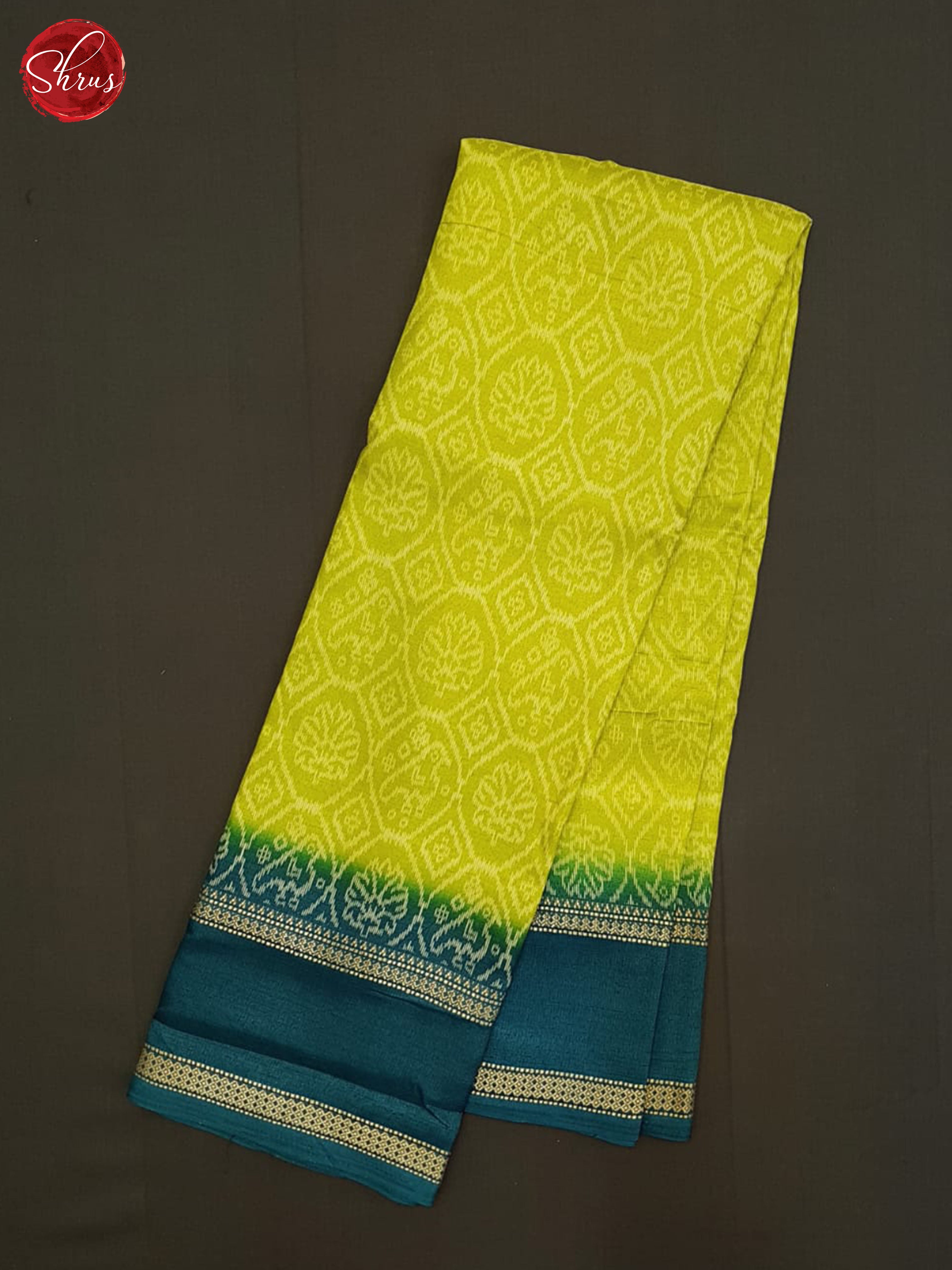 Green And Peacock Neck-Semi crepe saree - Shop on ShrusEternity.com