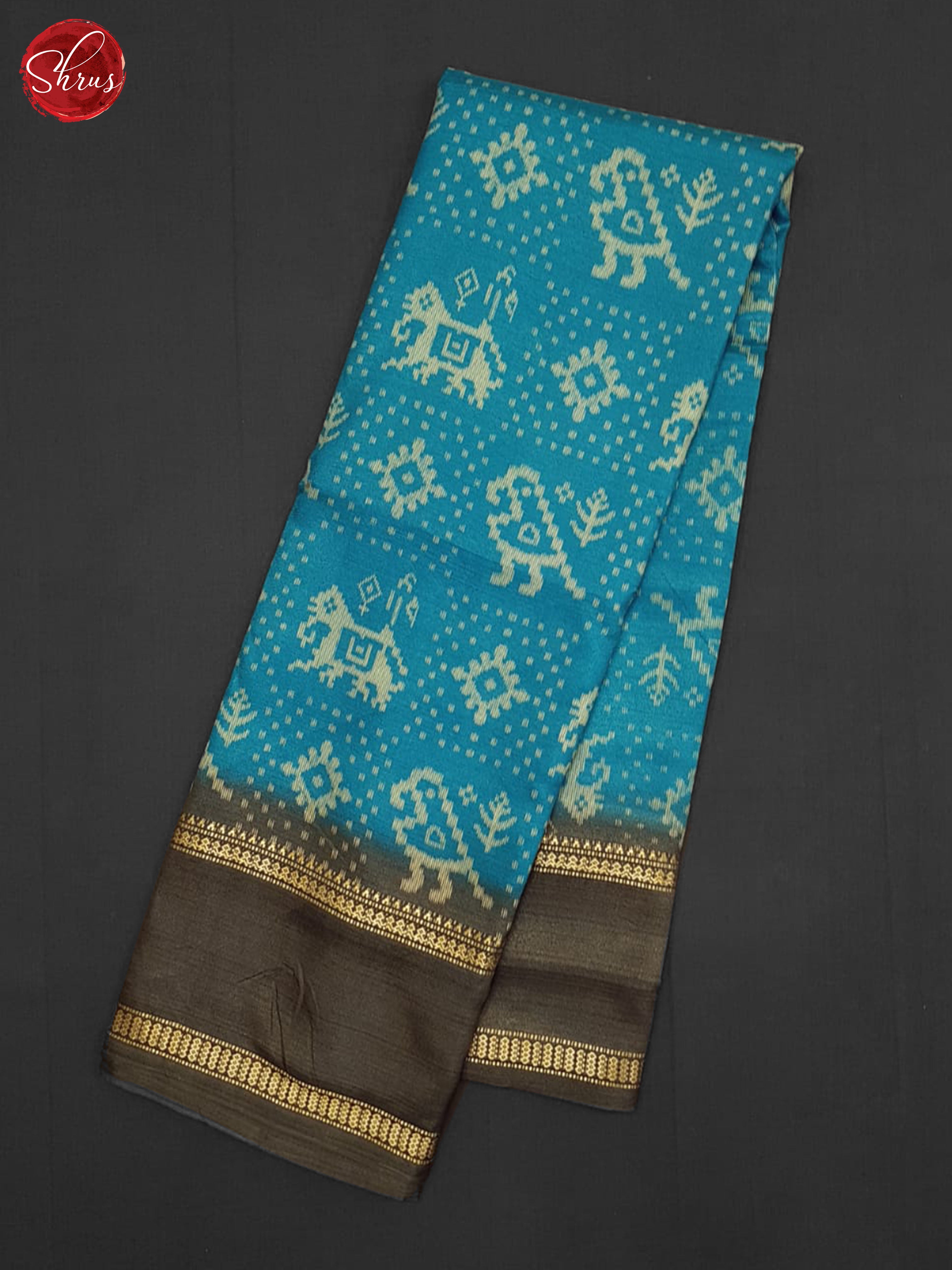 Blue And Grey- Semi crepe saree - Shop on ShrusEternity.com