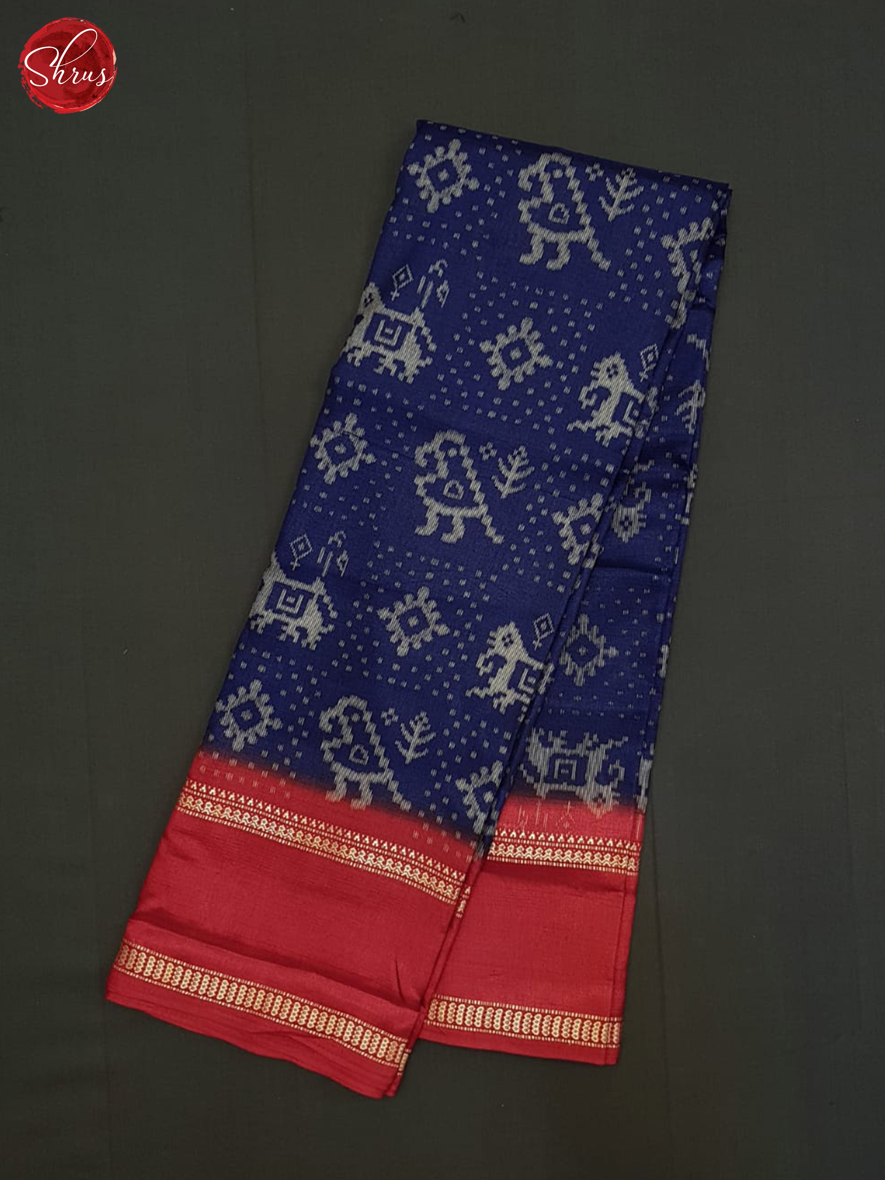 Blue And Red-Semi crepe saree - Shop on ShrusEternity.com