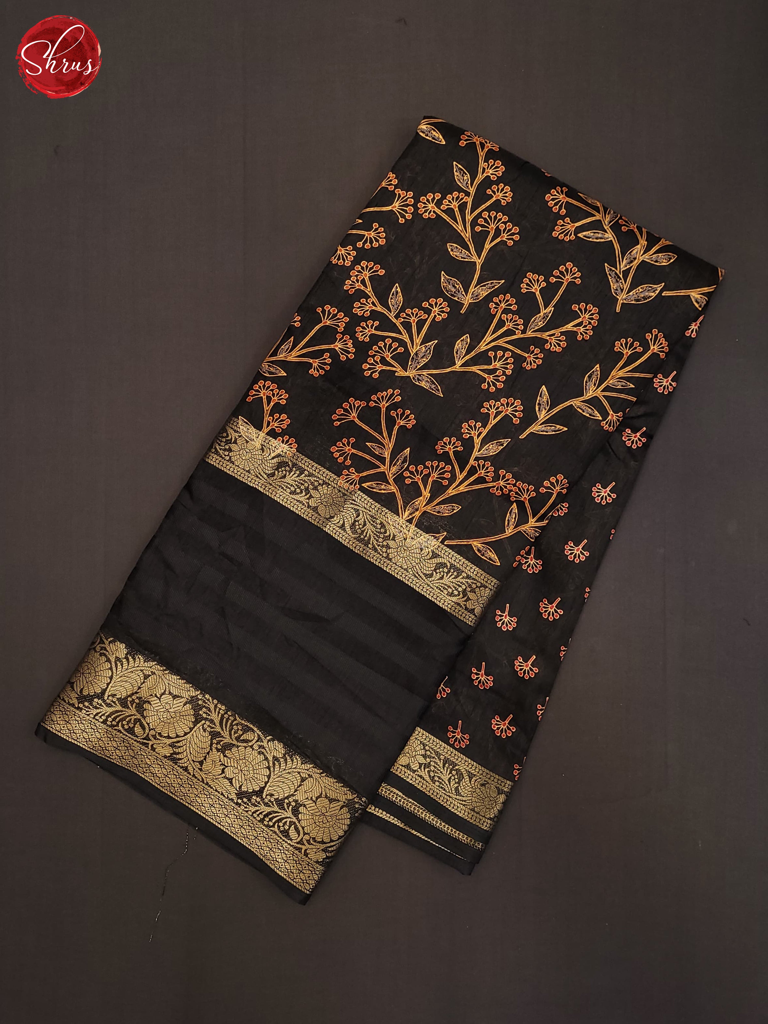 Black(Single Tone)- Semi Crepe Saree - Shop on ShrusEternity.com