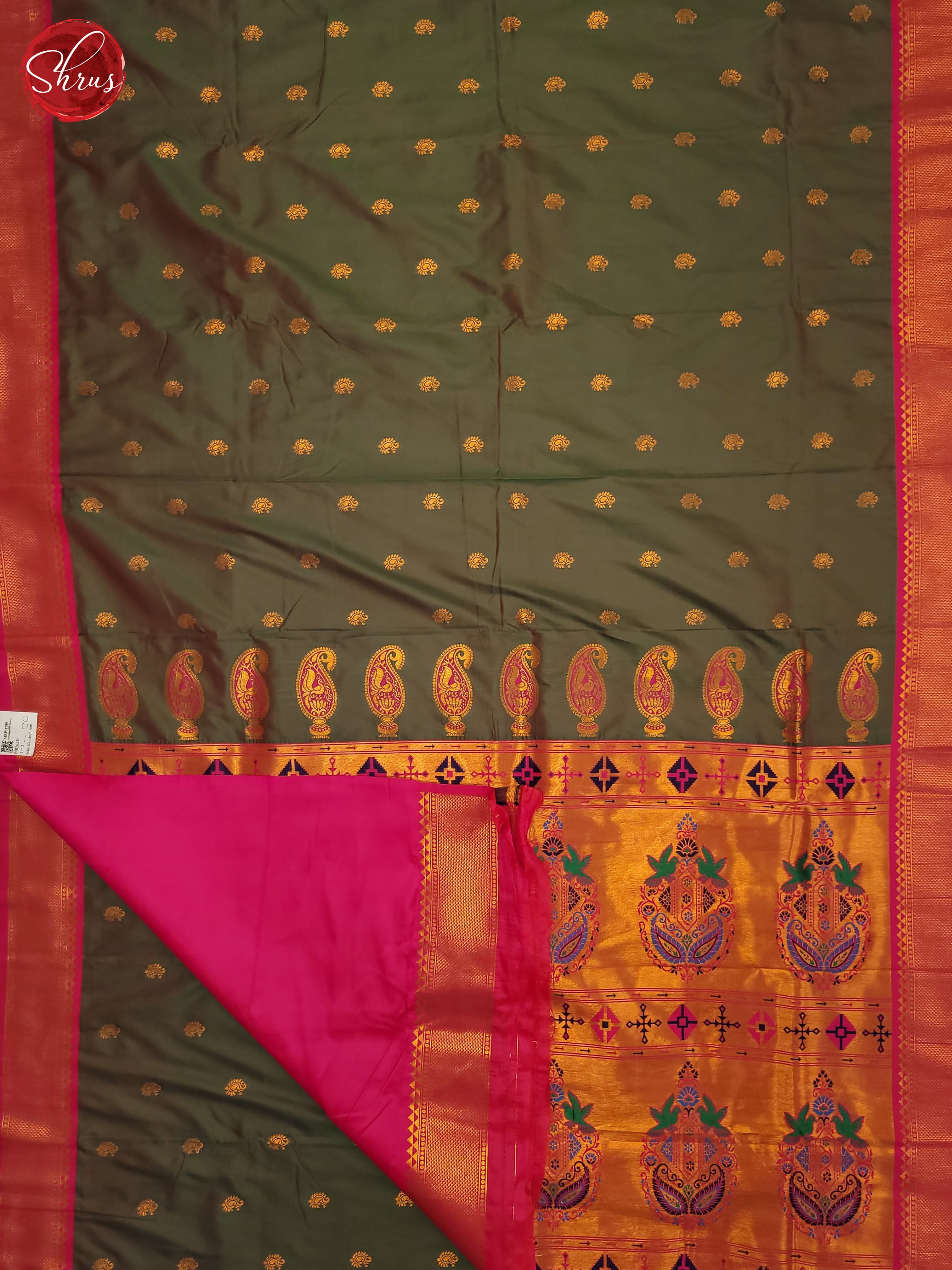 Double Shaded Green & Pink- Semi Kanchipuram Saree - Shop on ShrusEternity.com