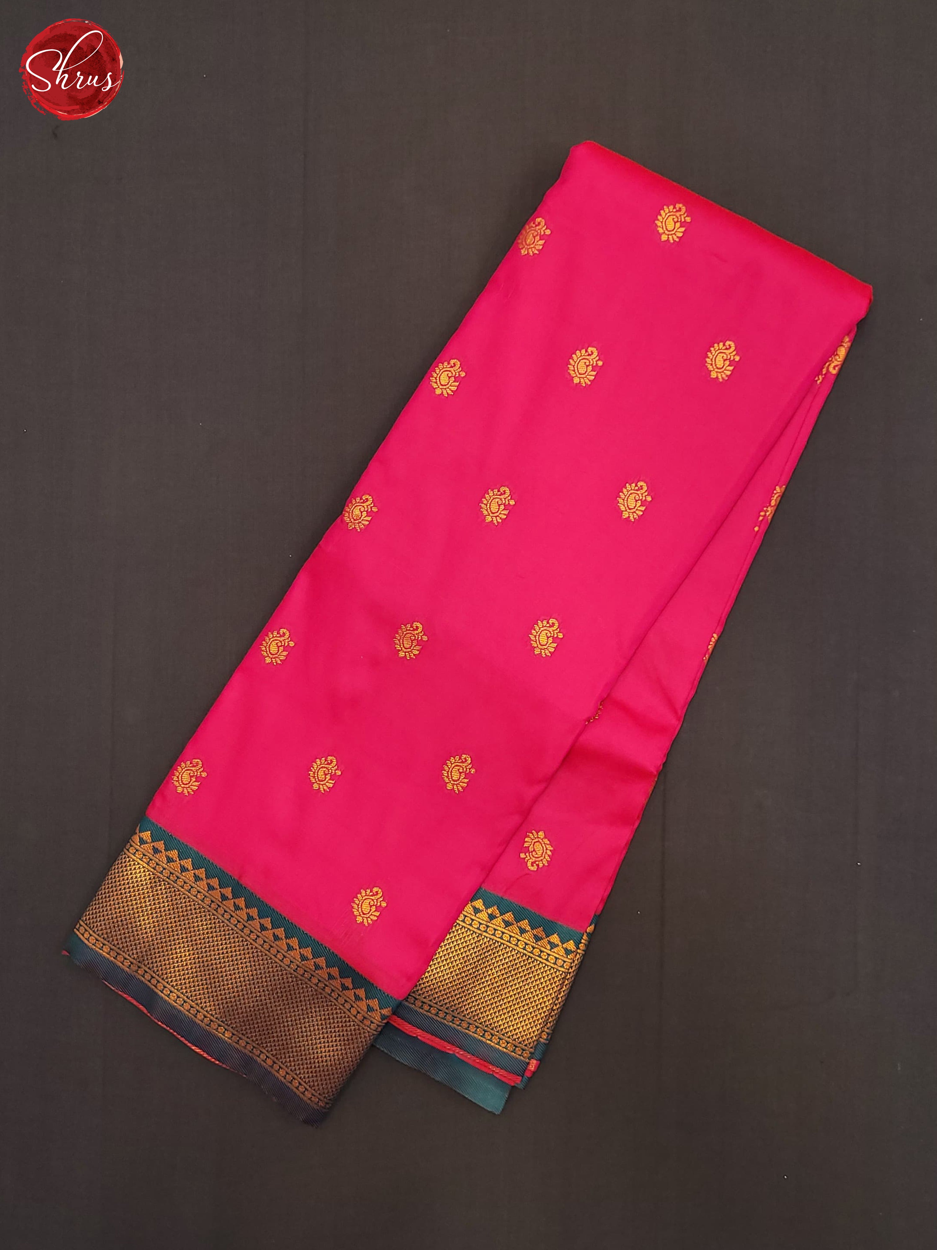 Pink & Grey - Semi Kanchipuram Saree - Shop on ShrusEternity.com