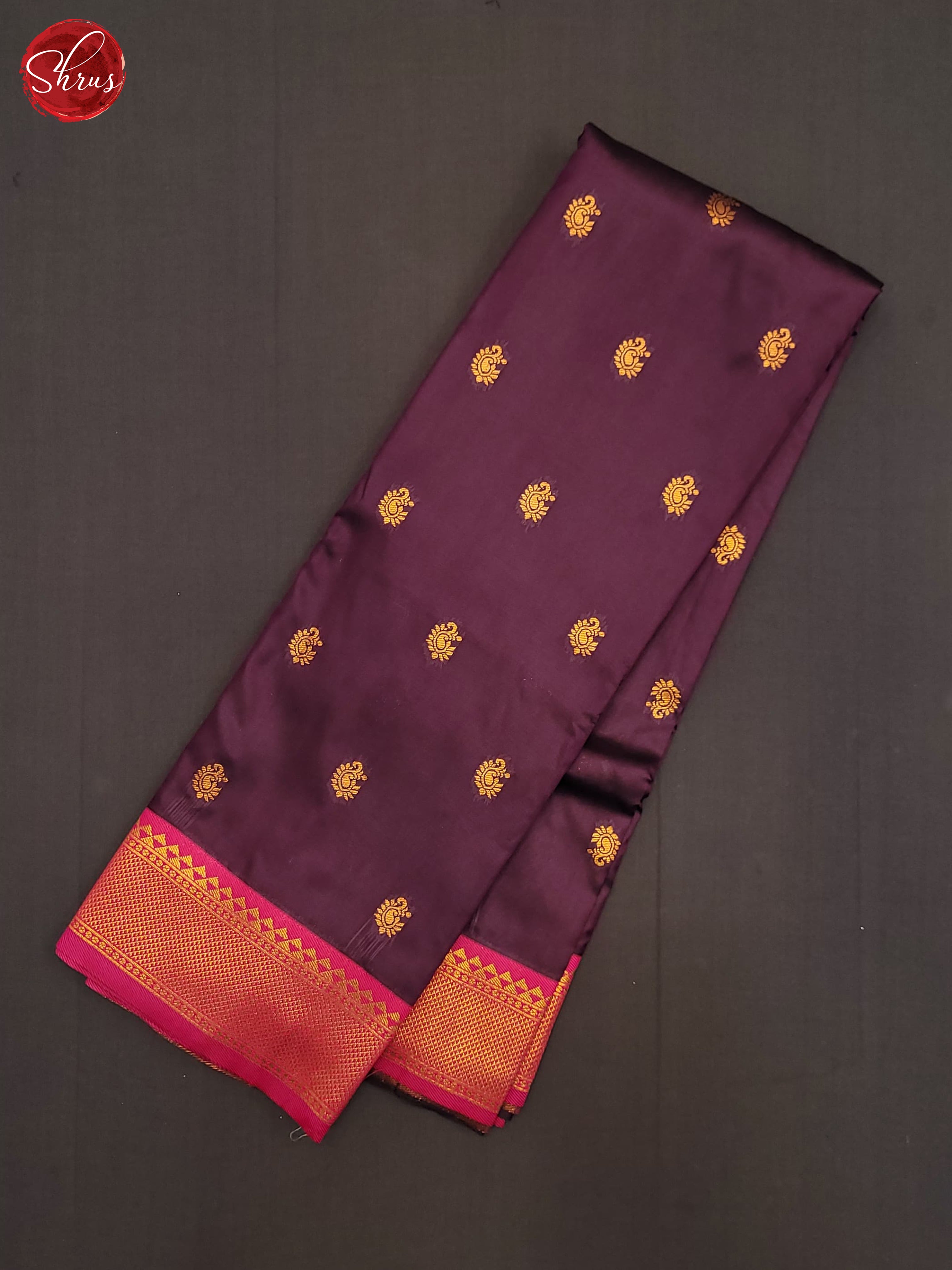 Wine & Pink -Semi Kanchipuram Saree - Shop on ShrusEternity.com