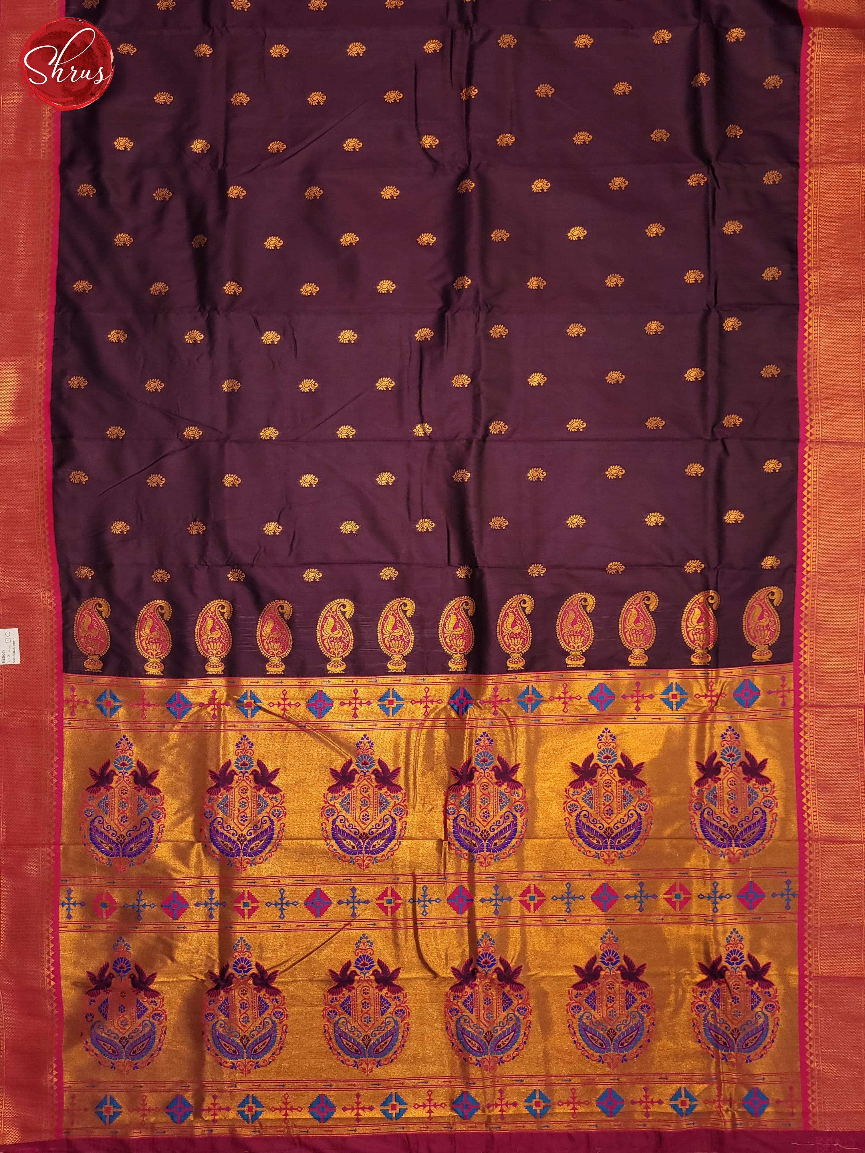 Wine & Pink -Semi Kanchipuram Saree - Shop on ShrusEternity.com