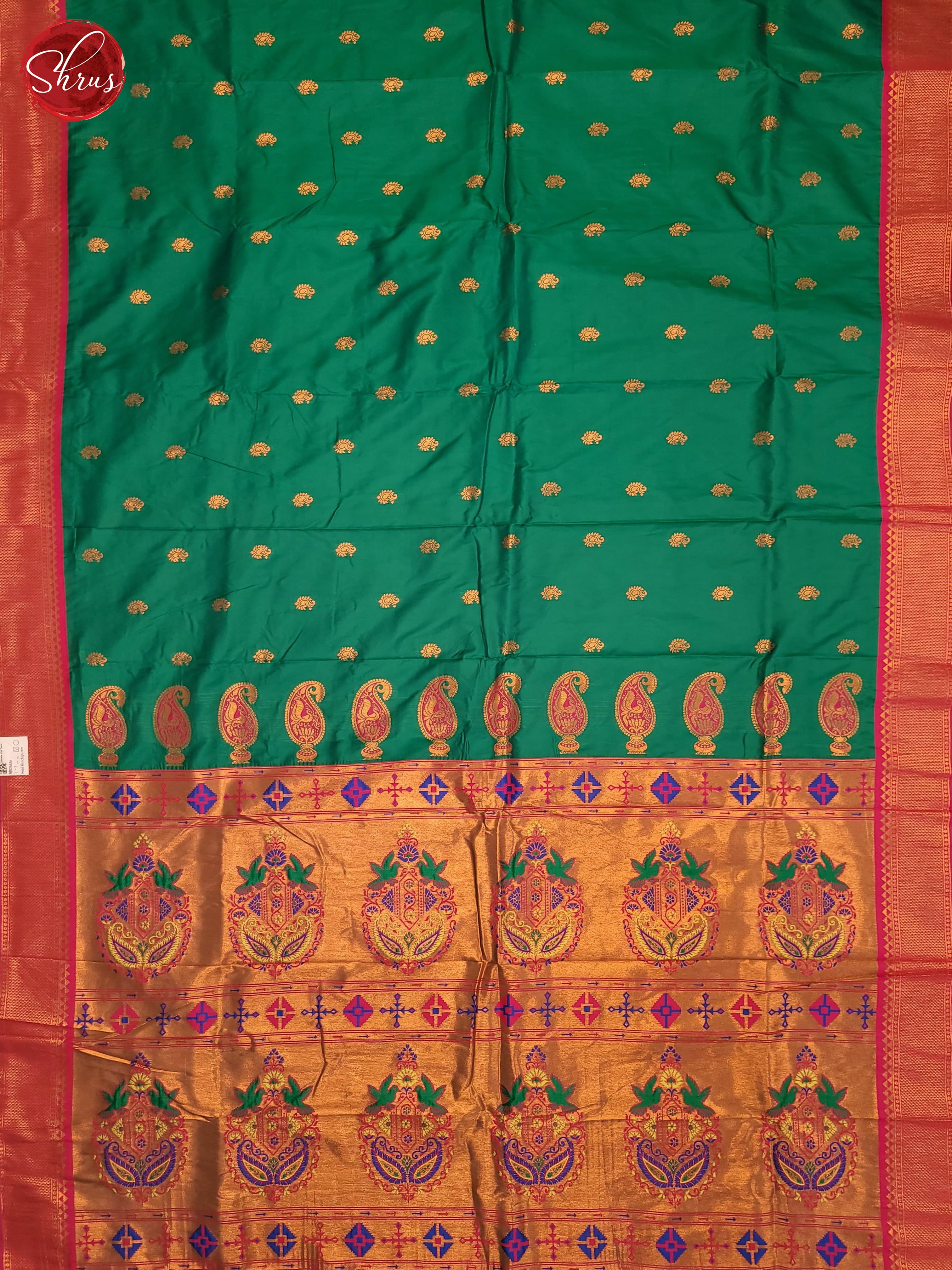 Green & Pink- Semi Kanchipuram Saree - Shop on ShrusEternity.com