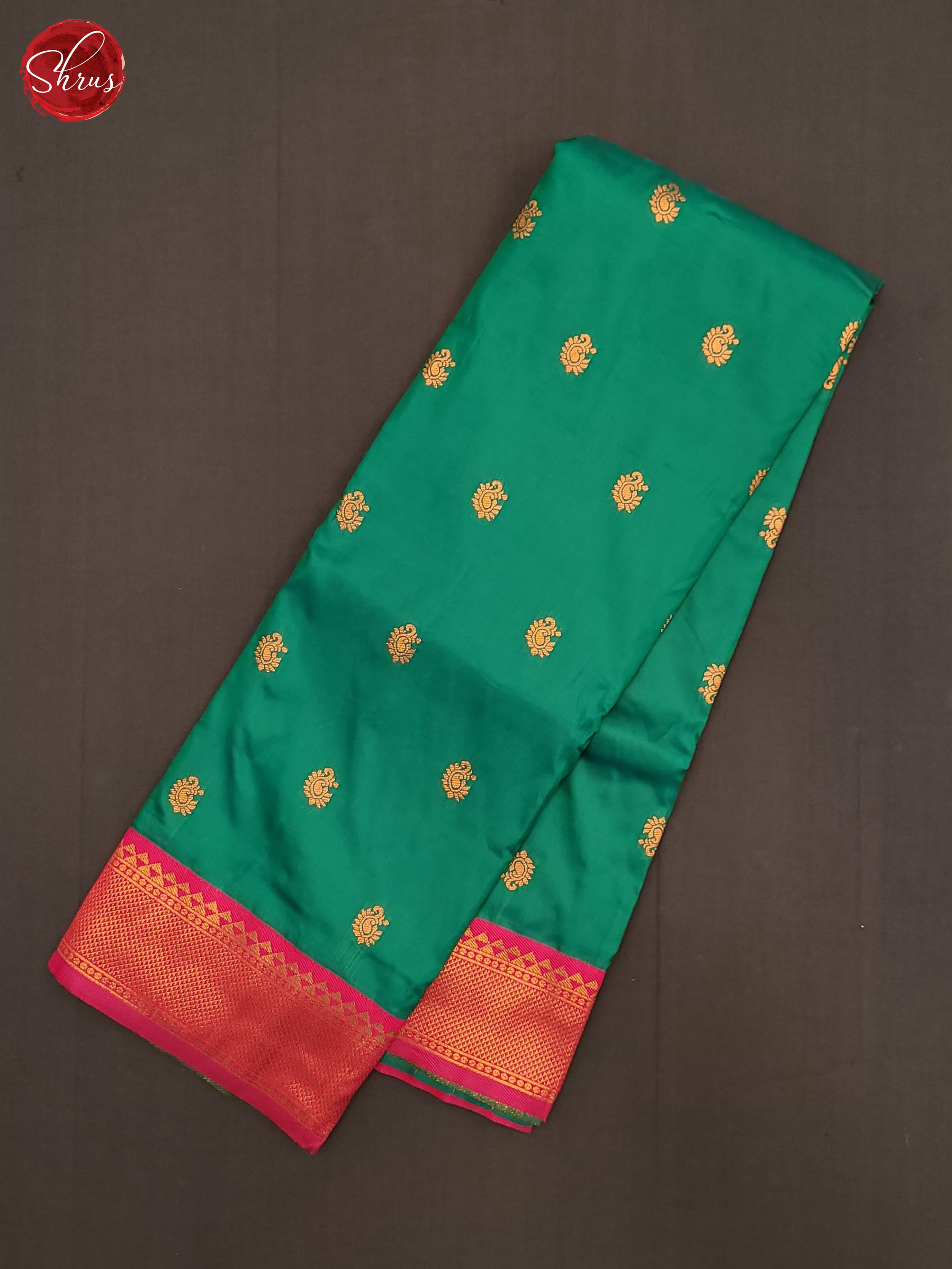 Green & Pink- Semi Kanchipuram Saree - Shop on ShrusEternity.com
