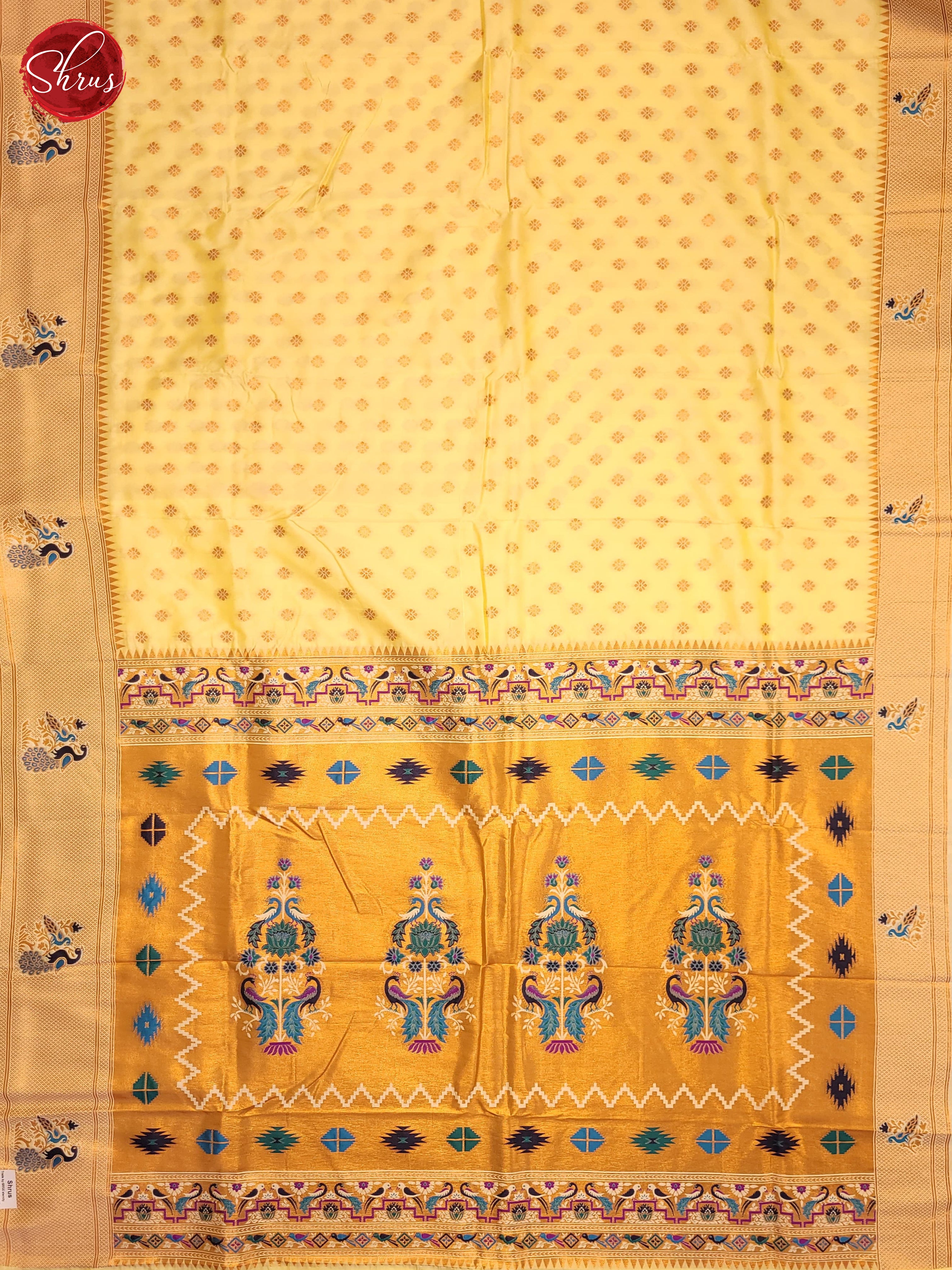 Cream(Single Tone)- Semi Paithani Saree - Shop on ShrusEternity.com