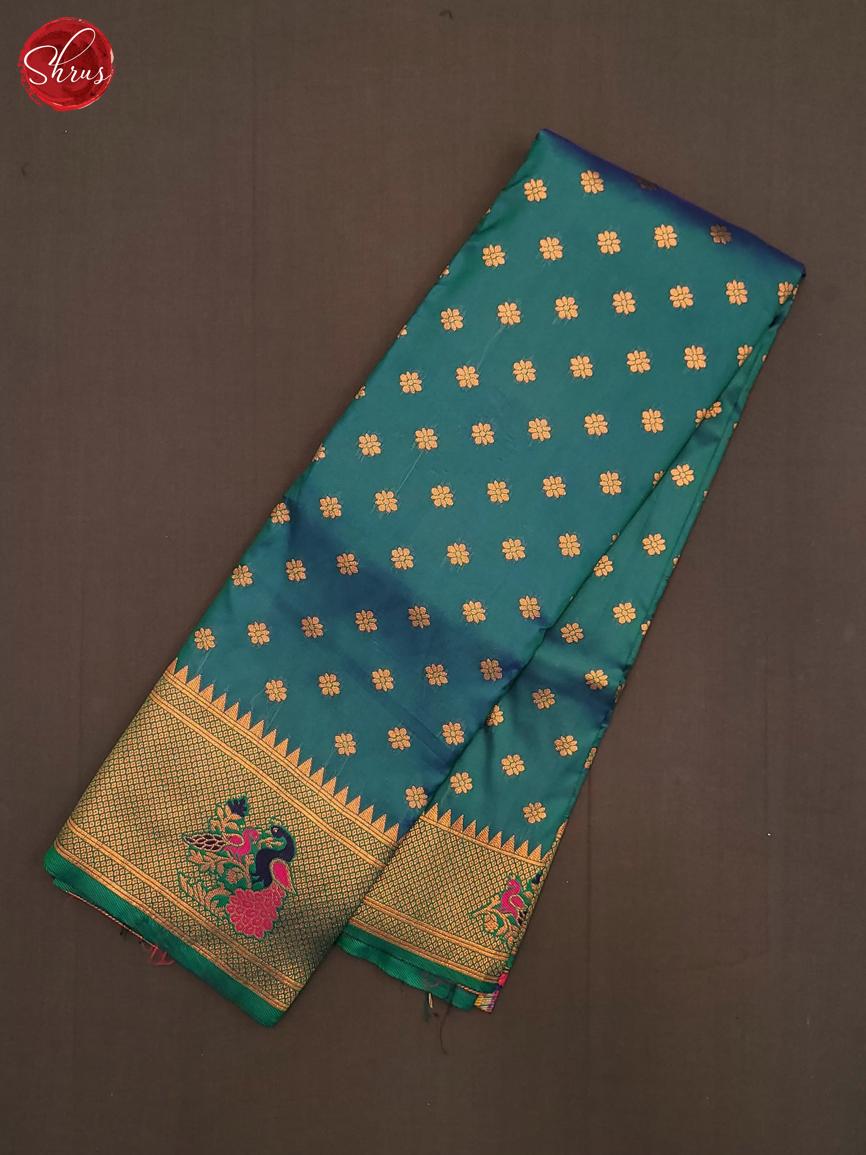 Peacock Green(Single Tone)- Semi Paithani Saree - Shop on ShrusEternity.com