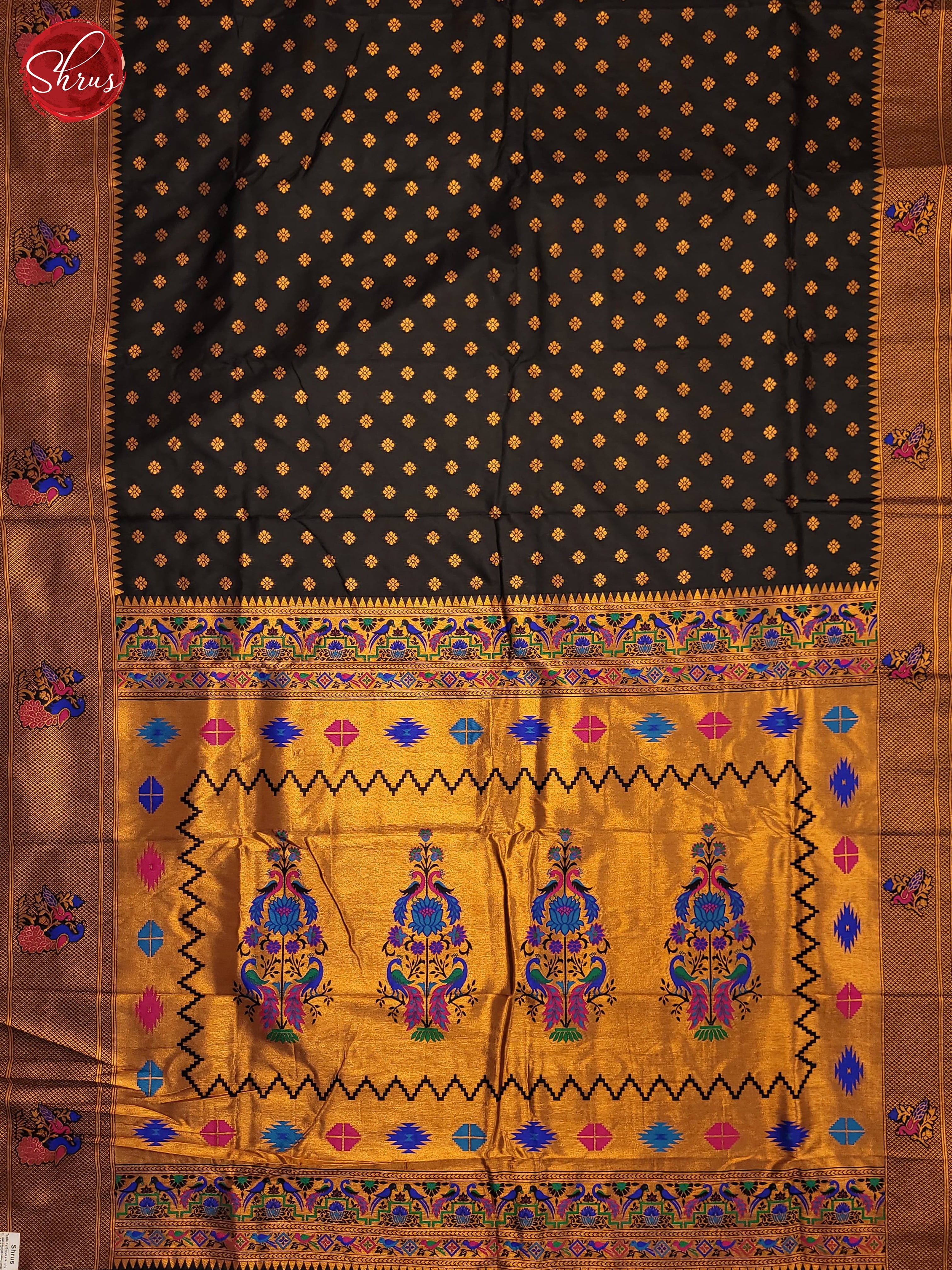 Black(Single Tone) - Semi Paithani Saree - Shop on ShrusEternity.com