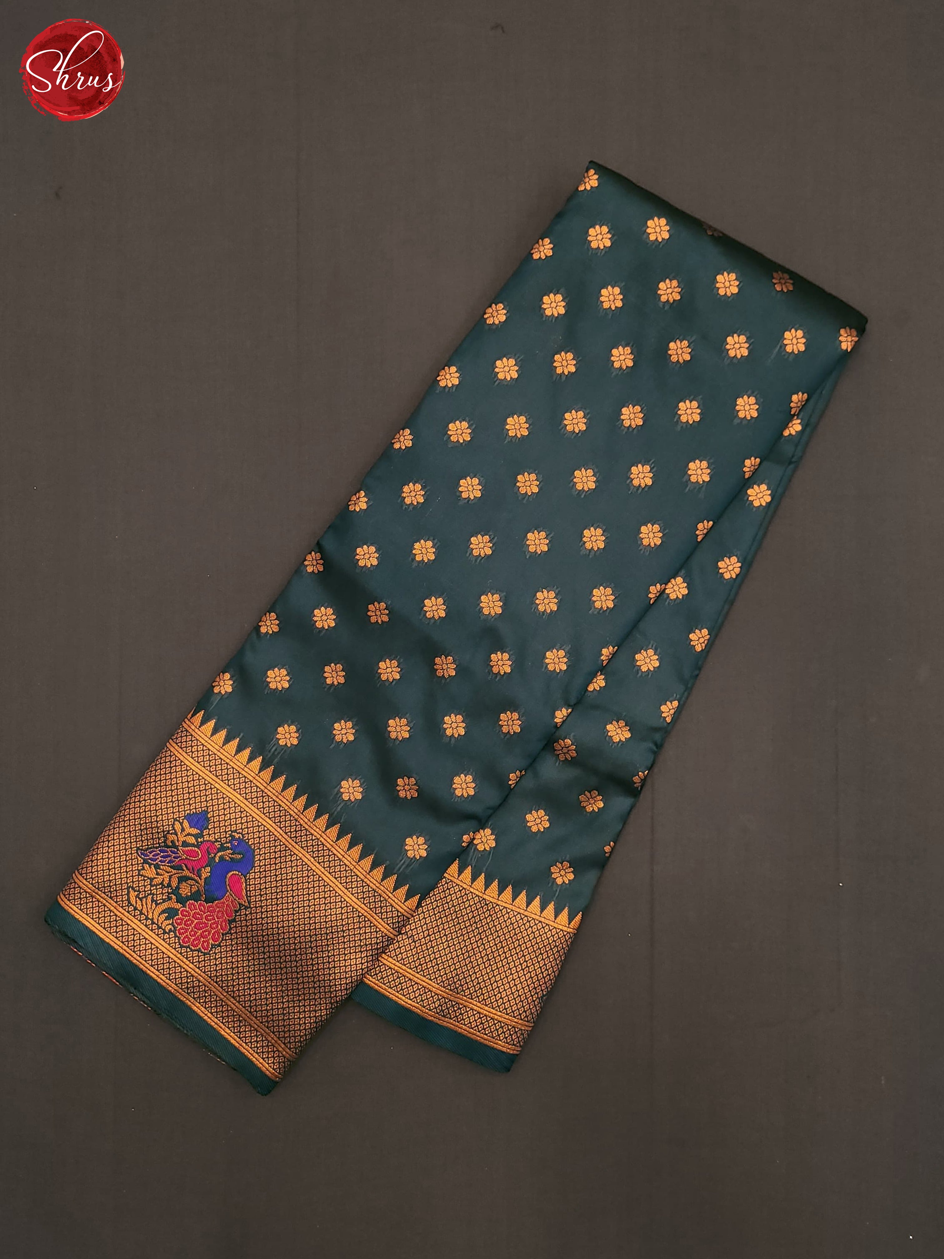 Peacock Green(Single Tone) - Semi Paithani Saree - Shop on ShrusEternity.com