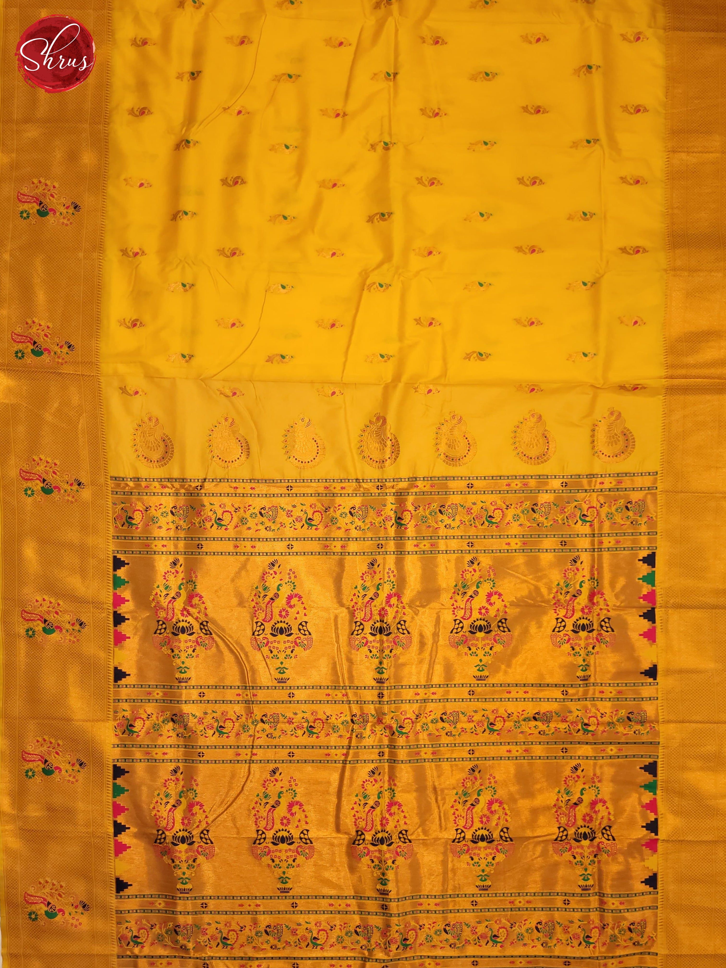 Yellow & Pink - Semi Paithani Saree - Shop on ShrusEternity.com