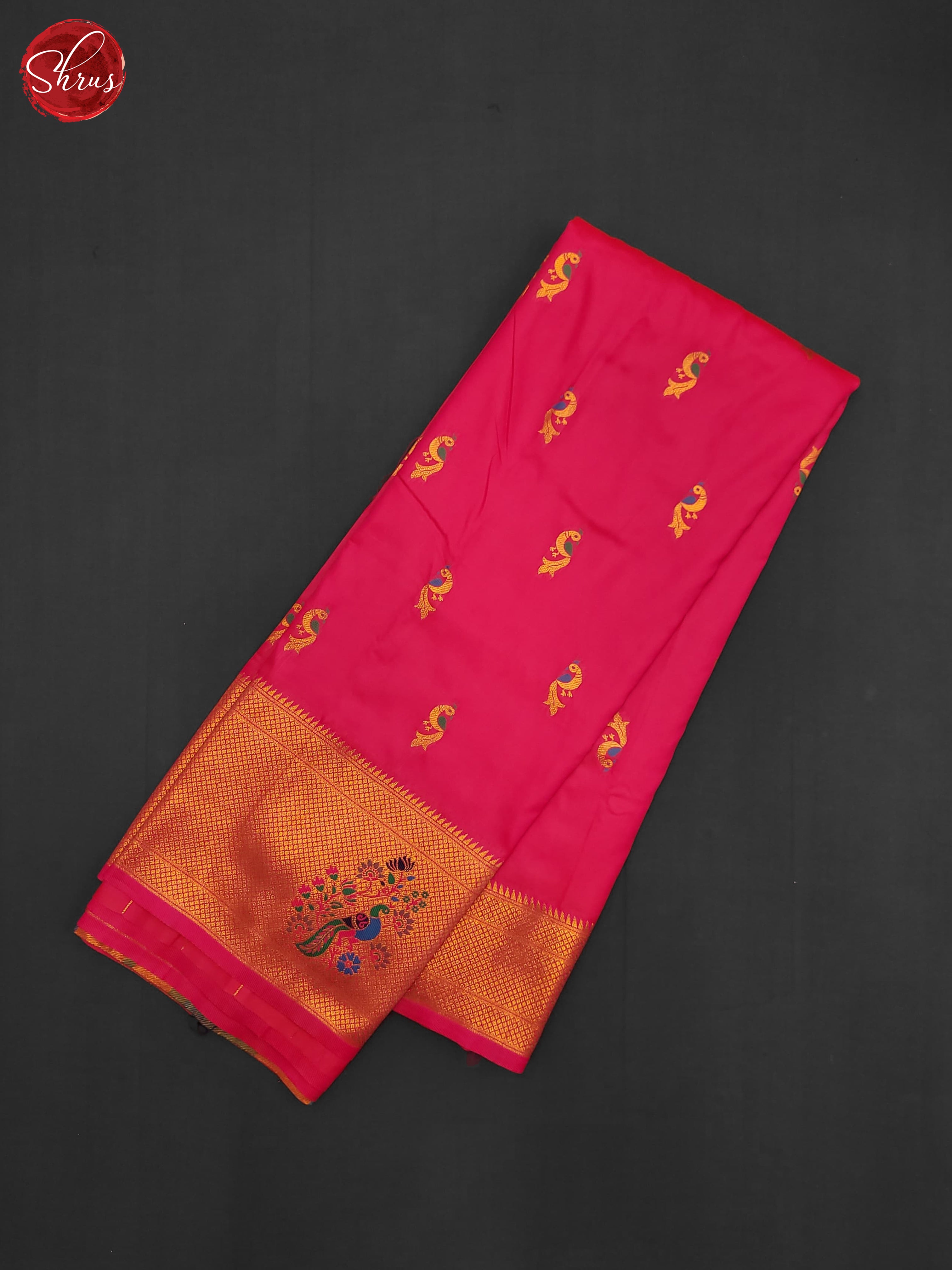 Pink & Green-Semi Paithani Saree - Shop on ShrusEternity.com