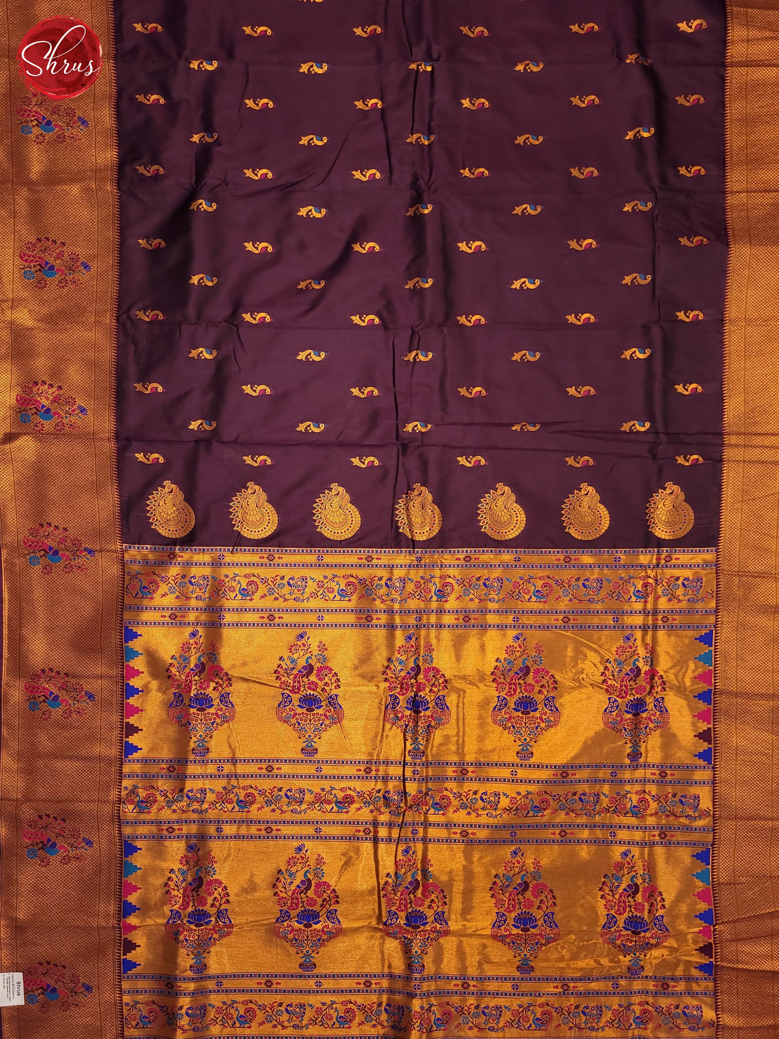 Wine & Majenta - Semi Paithani Saree - Shop on ShrusEternity.com
