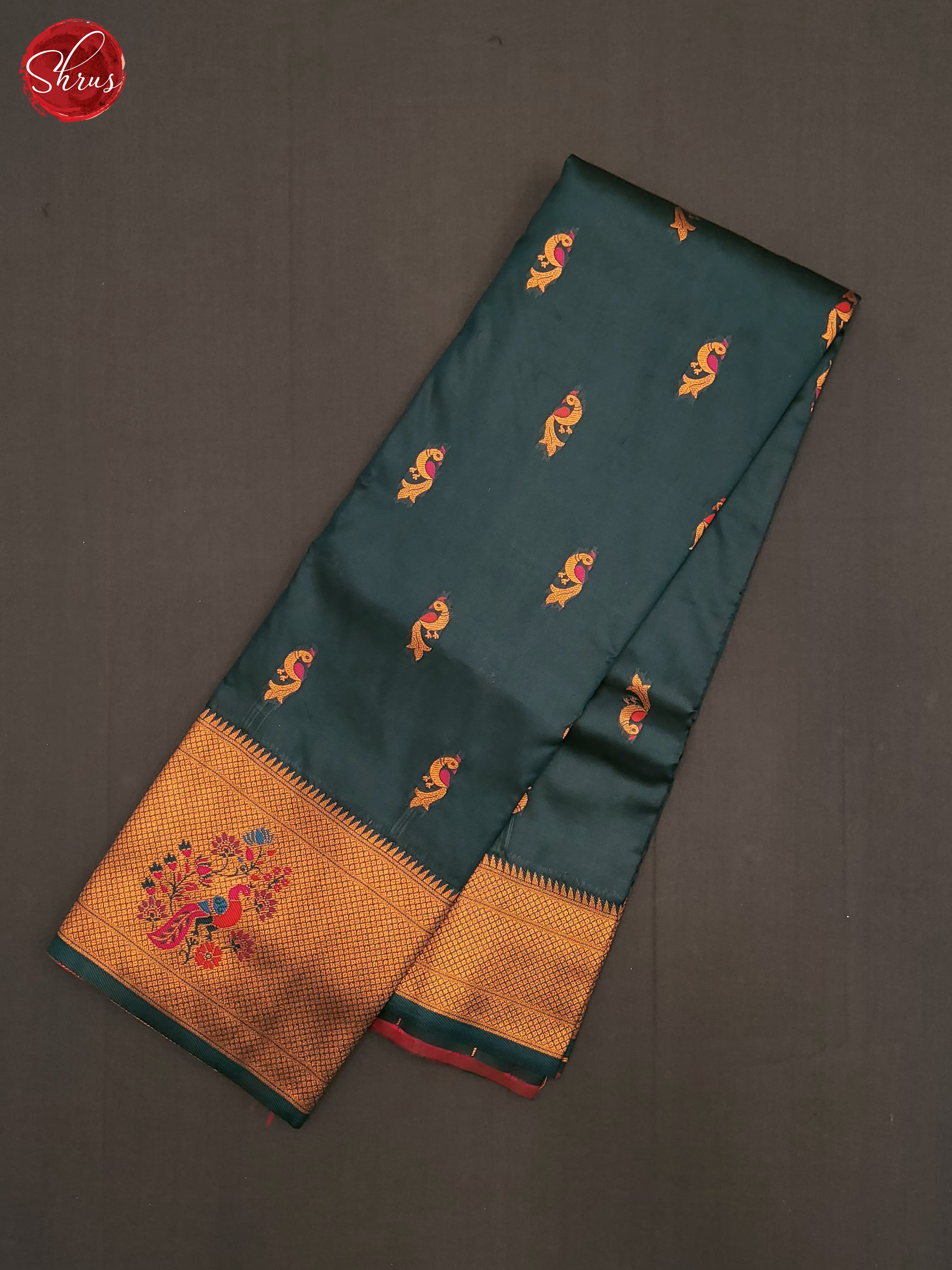 Peacock Green & Pink - Semi Paithani Saree - Shop on ShrusEternity.com