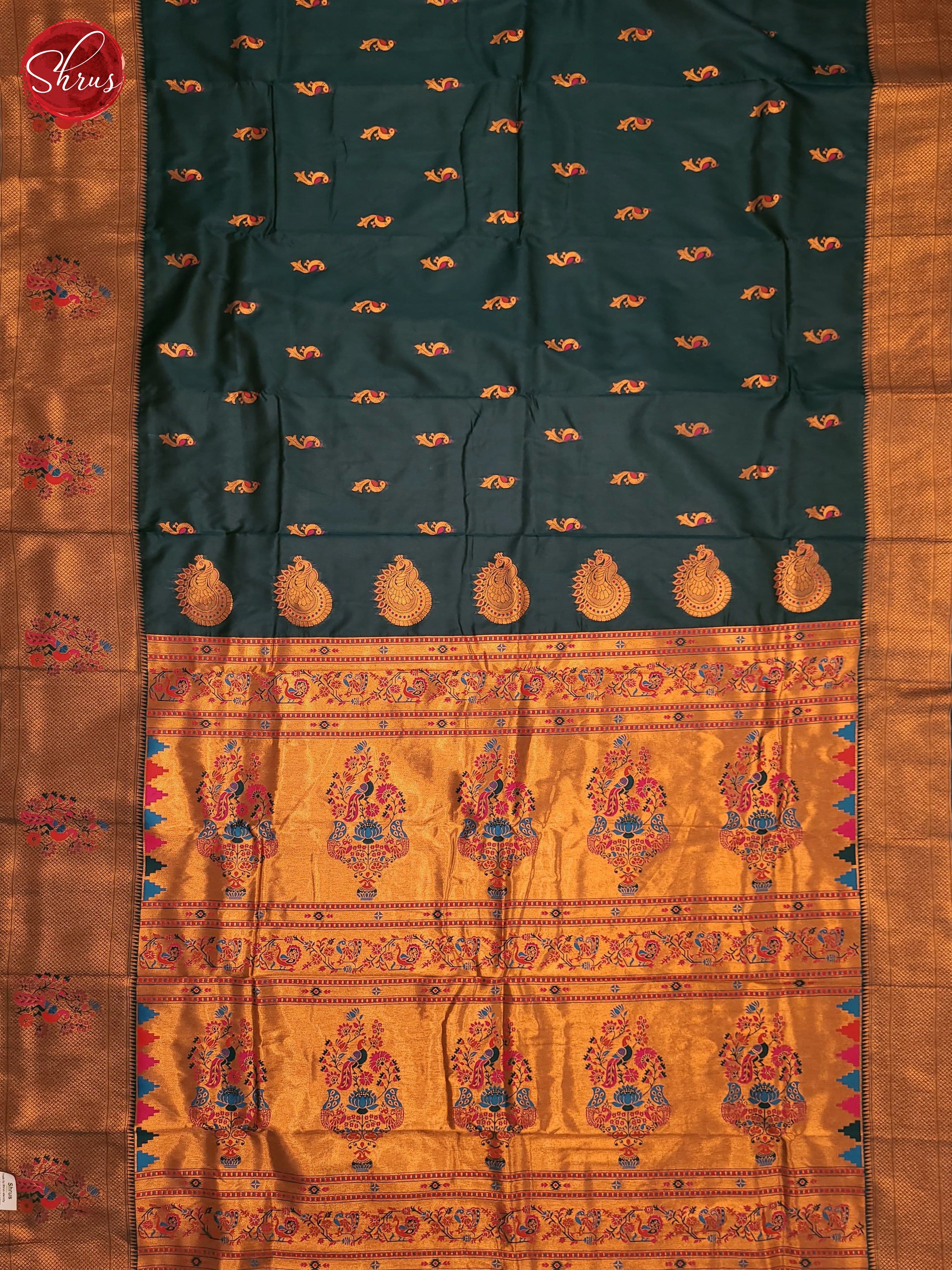 Peacock Green & Pink - Semi Paithani Saree - Shop on ShrusEternity.com