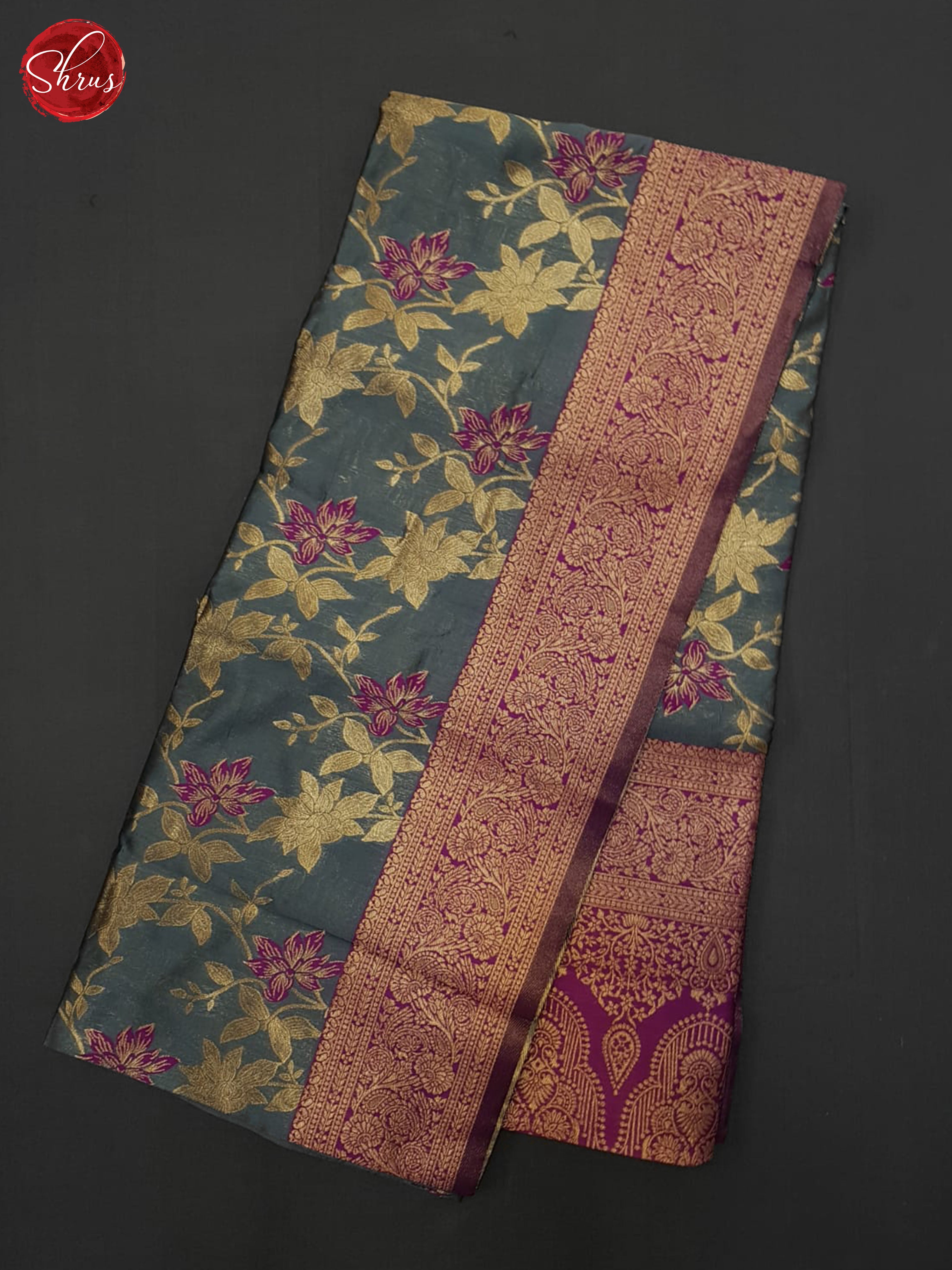 Grey & Purple - Semi Softsilk Saree - Shop on ShrusEternity.com