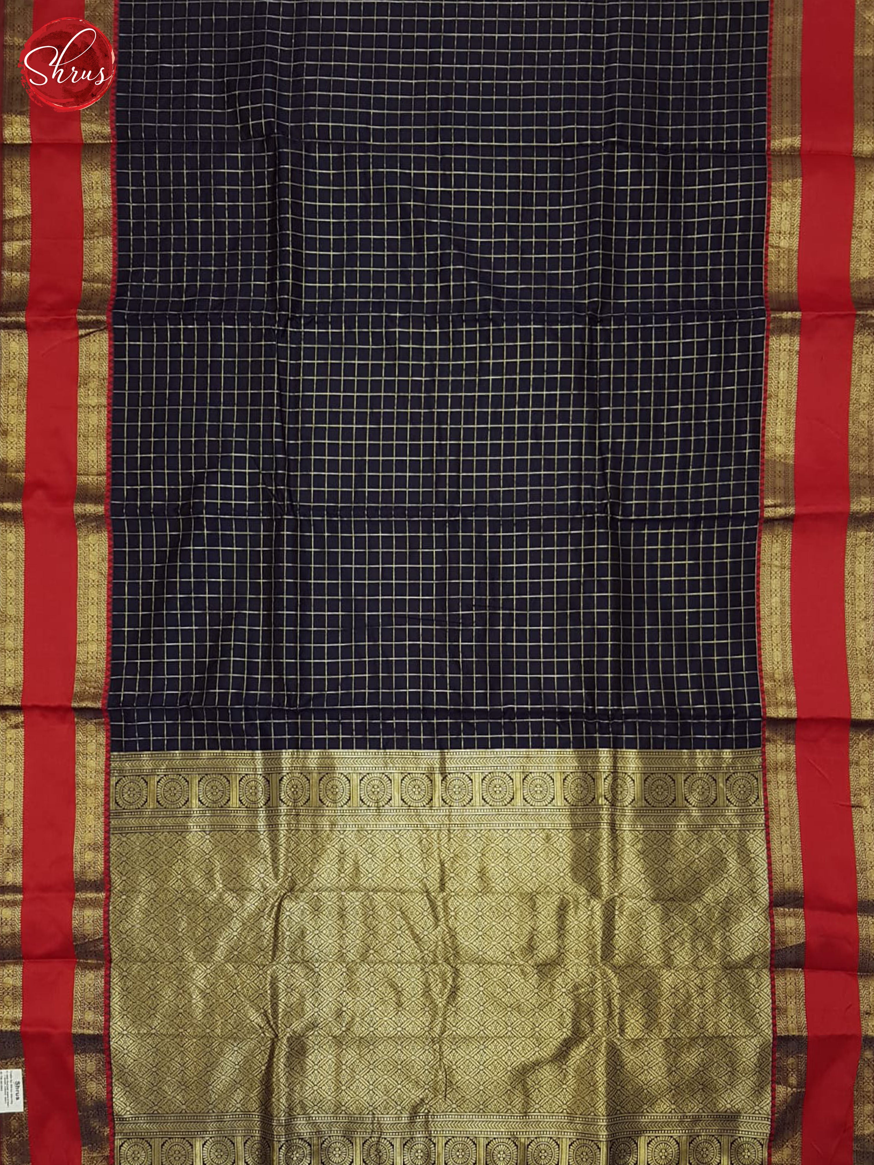 Blue & Red - Semi Dupion Saree - Shop on ShrusEternity.com