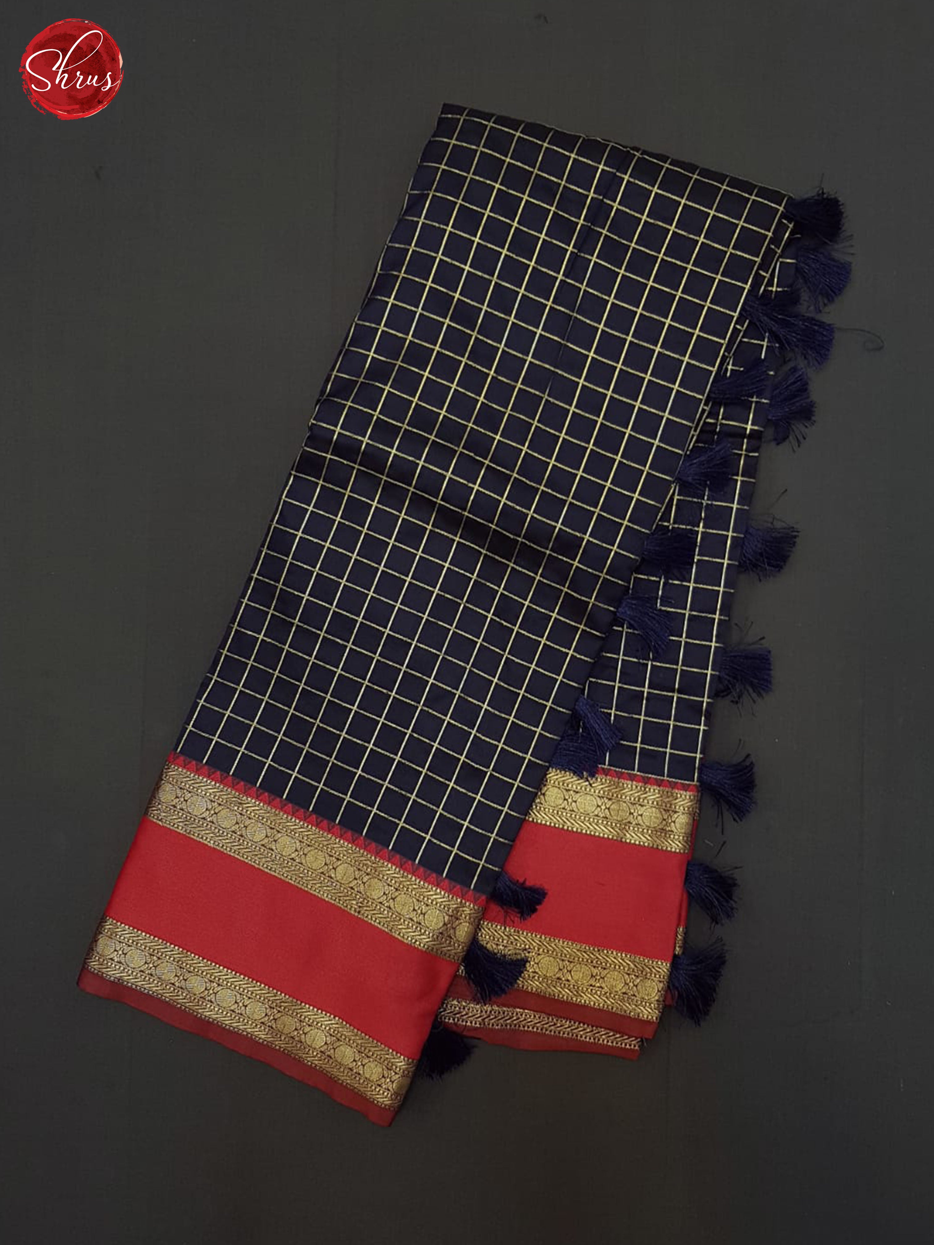 Blue & Red - Semi Dupion Saree - Shop on ShrusEternity.com