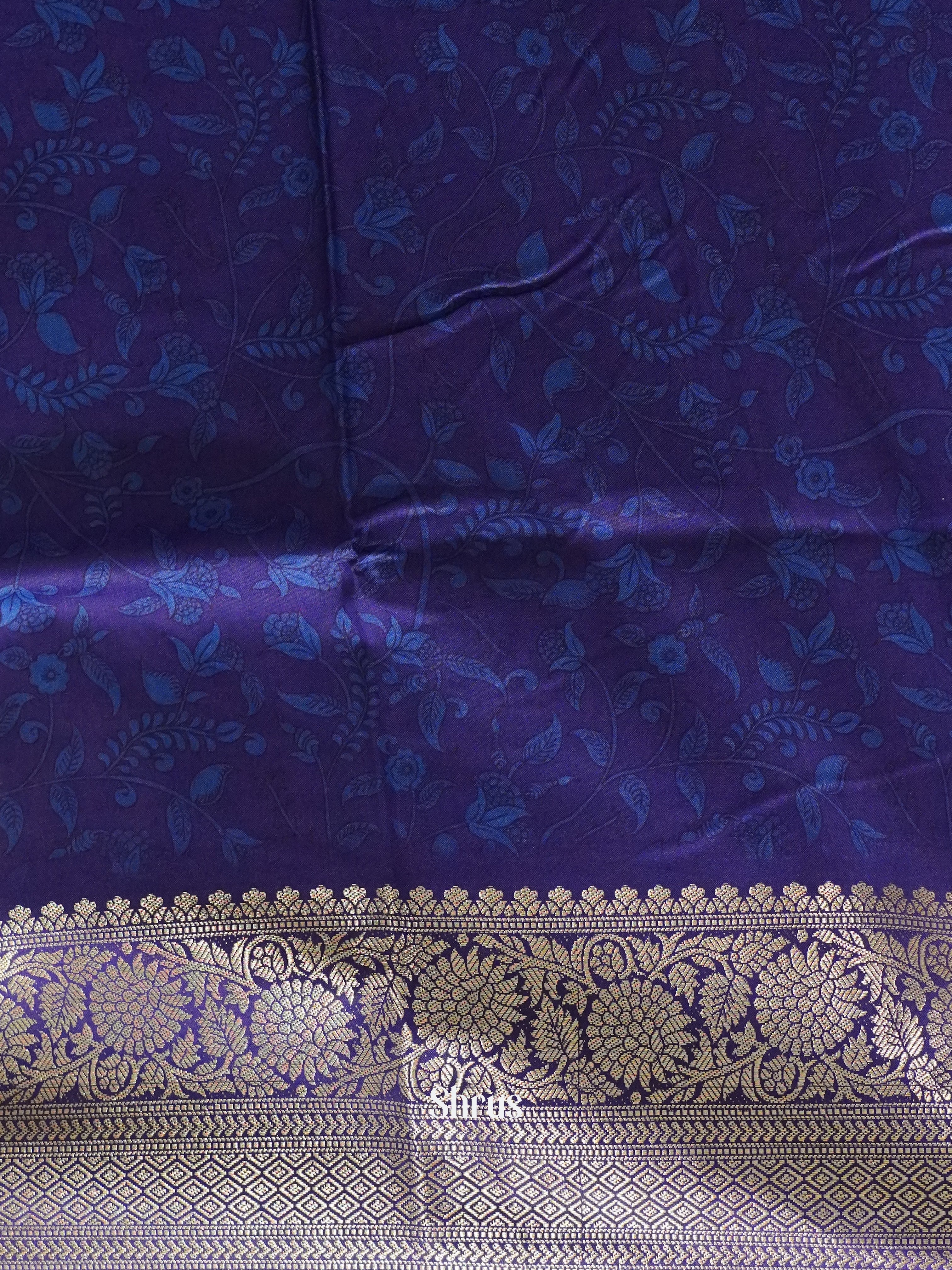 Blue & White - Semi Crepe Saree - Shop on ShrusEternity.com