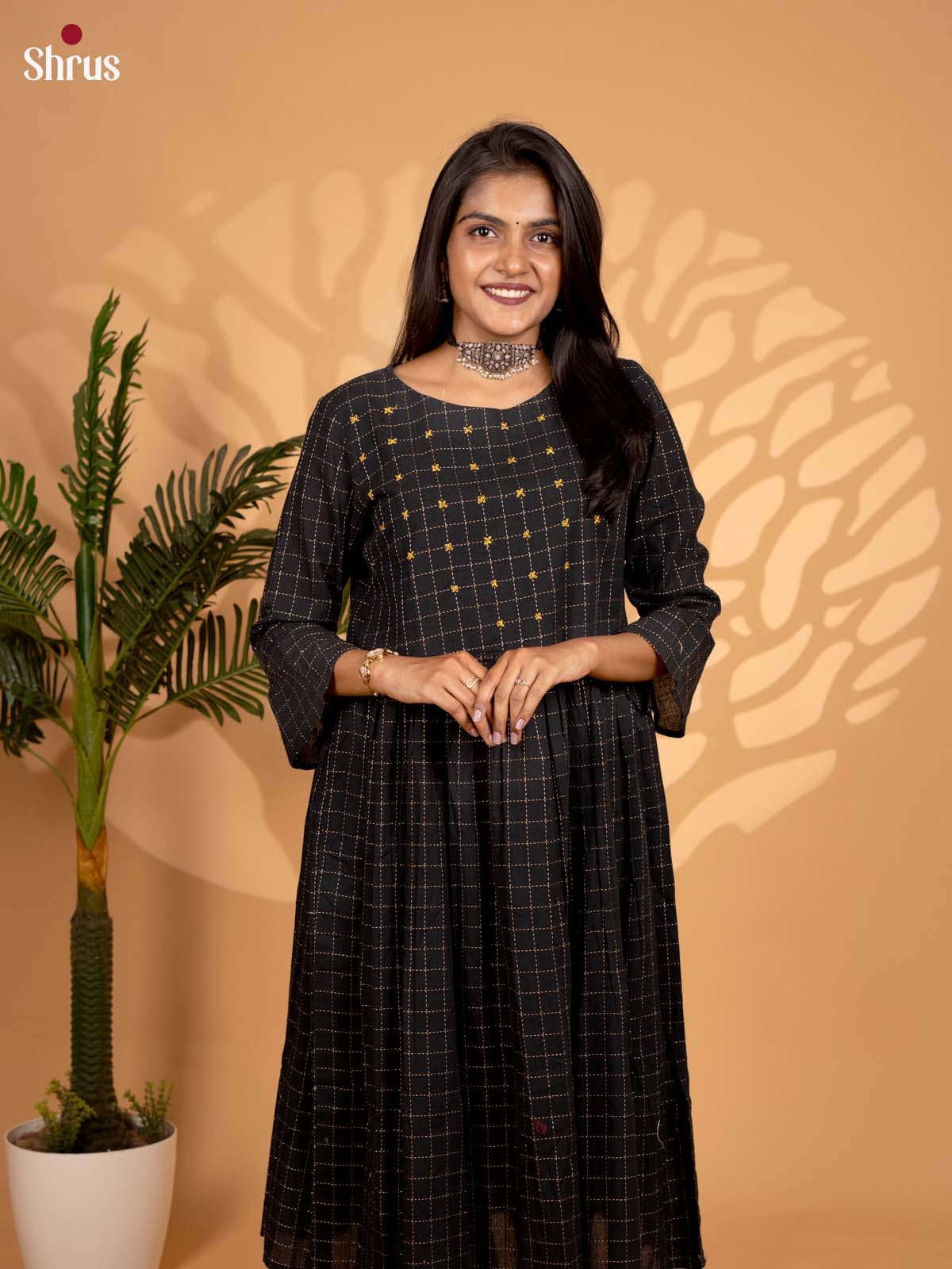 Black -Cotton Readymade Kurti - Shop on ShrusEternity.com