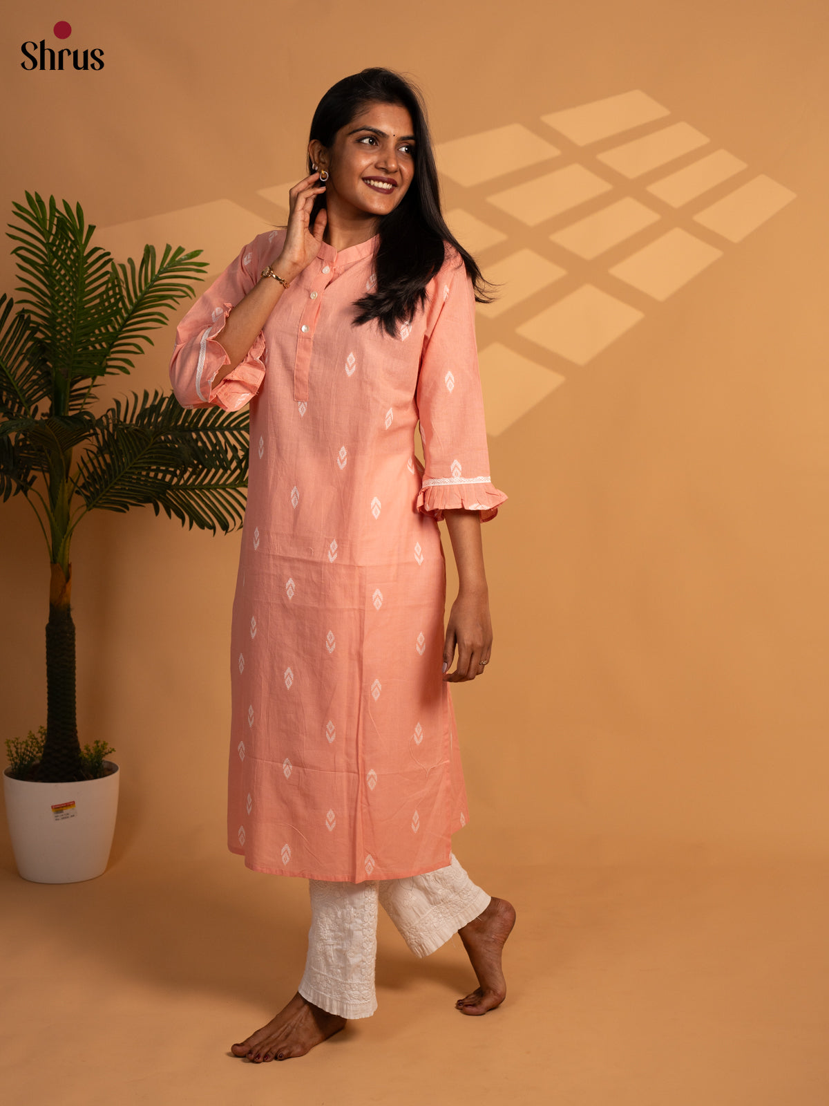 Peach - Readymade kurti - Shop on ShrusEternity.com