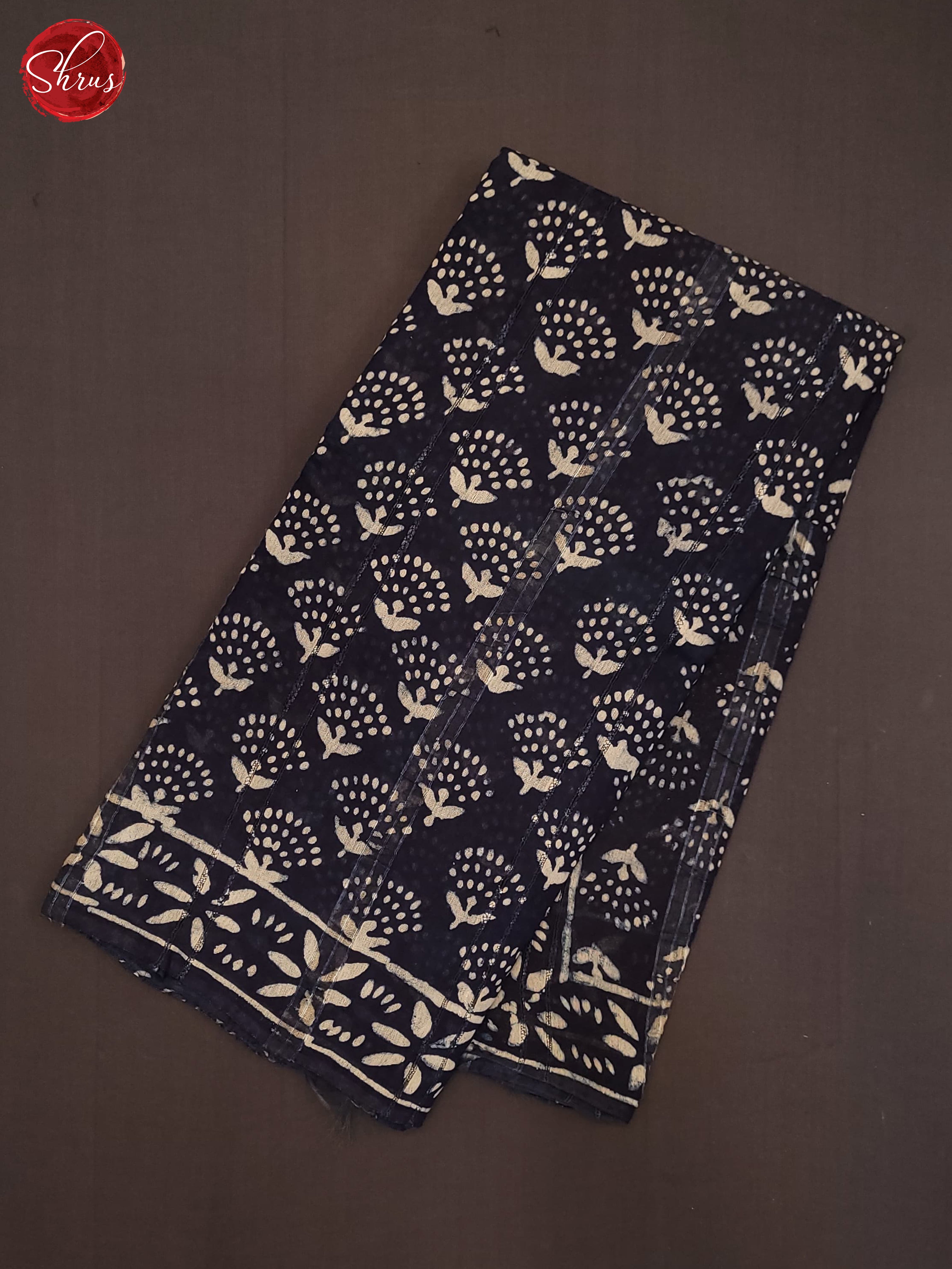 Navy Blue(Single Tone) - Chanderi Saree - Shop on ShrusEternity.com