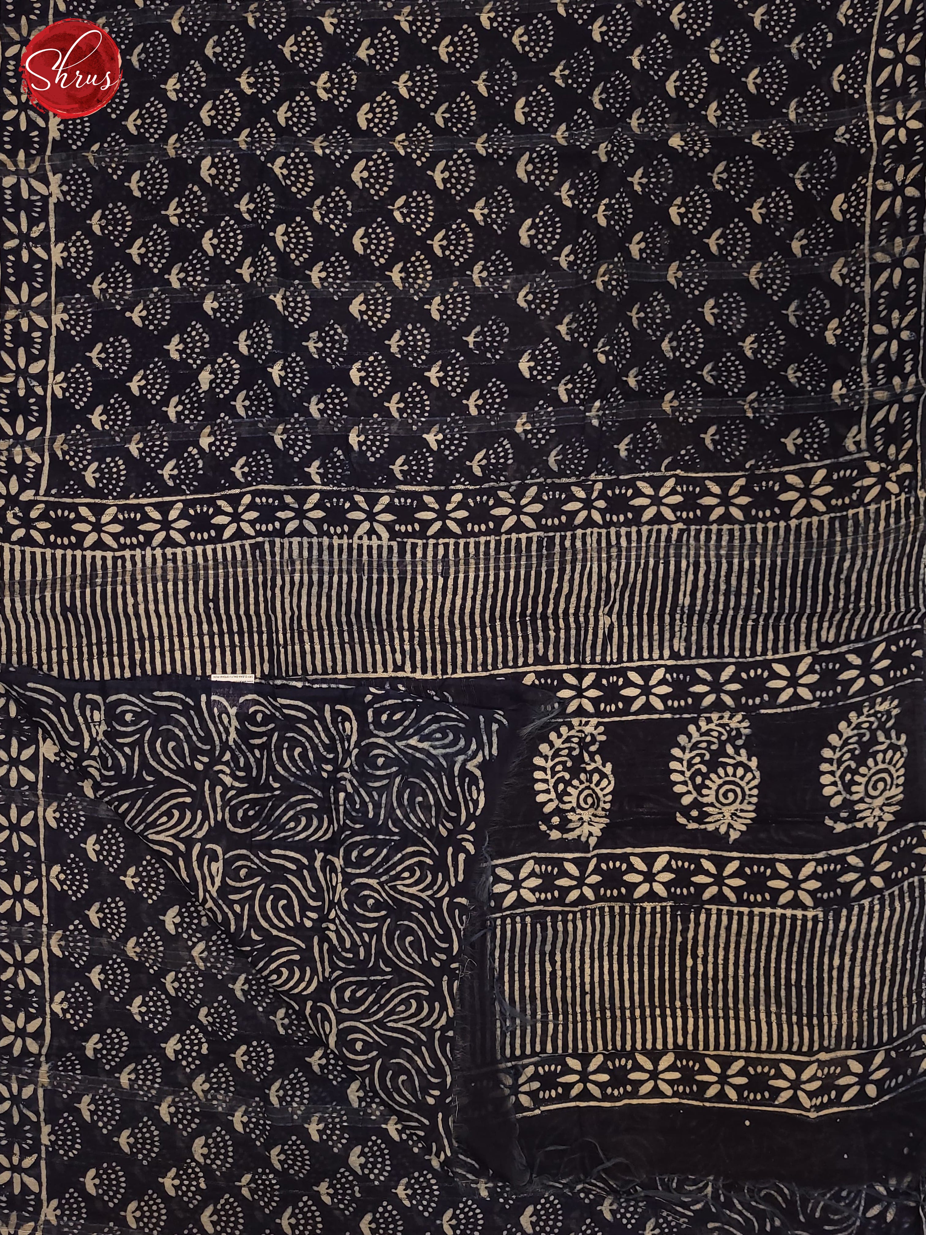 Navy Blue(Single Tone) - Chanderi Saree - Shop on ShrusEternity.com