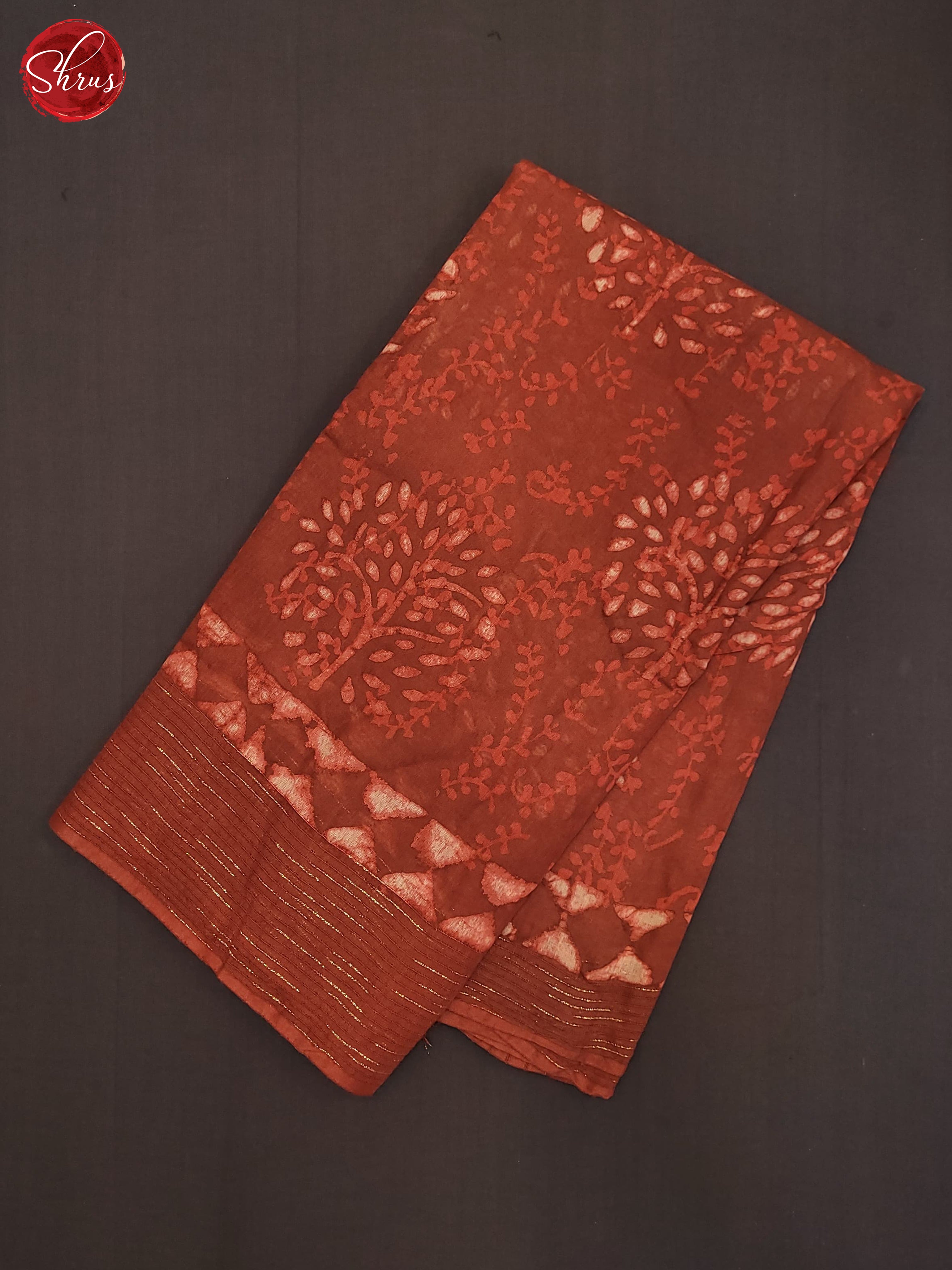 Brick Orange(Single Tone)- Chanderi Saree - Shop on ShrusEternity.com